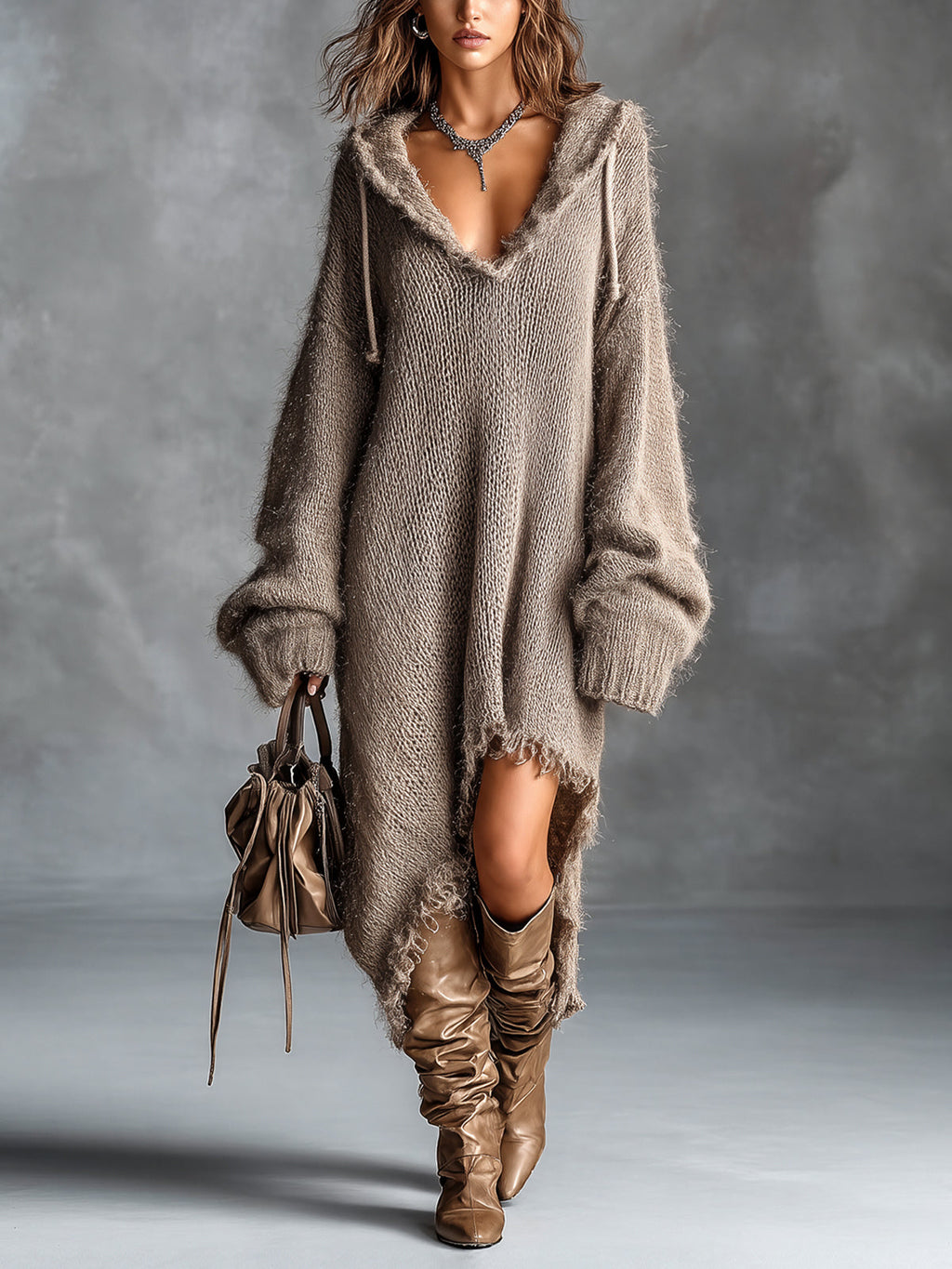 SOPHIA | ABITO OVERSIZE IN MAGLIA MORBIDA CON CAPPUCCIO