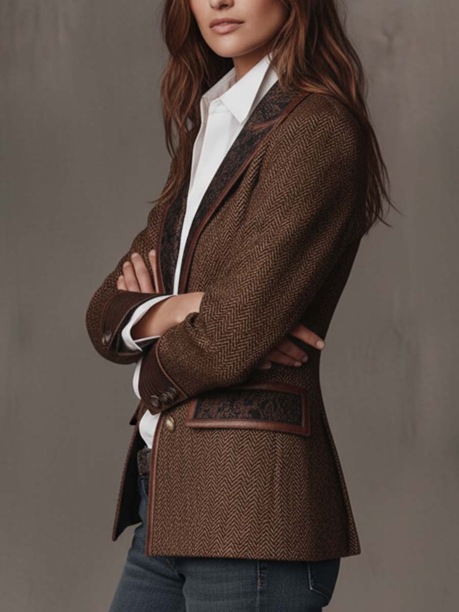 GISÈLE | BLAZER CON INSERTI A STAMPA CHEVRON