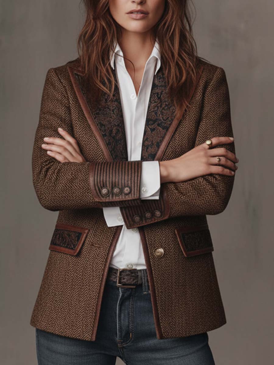 GISÈLE | BLAZER CON INSERTI A STAMPA CHEVRON