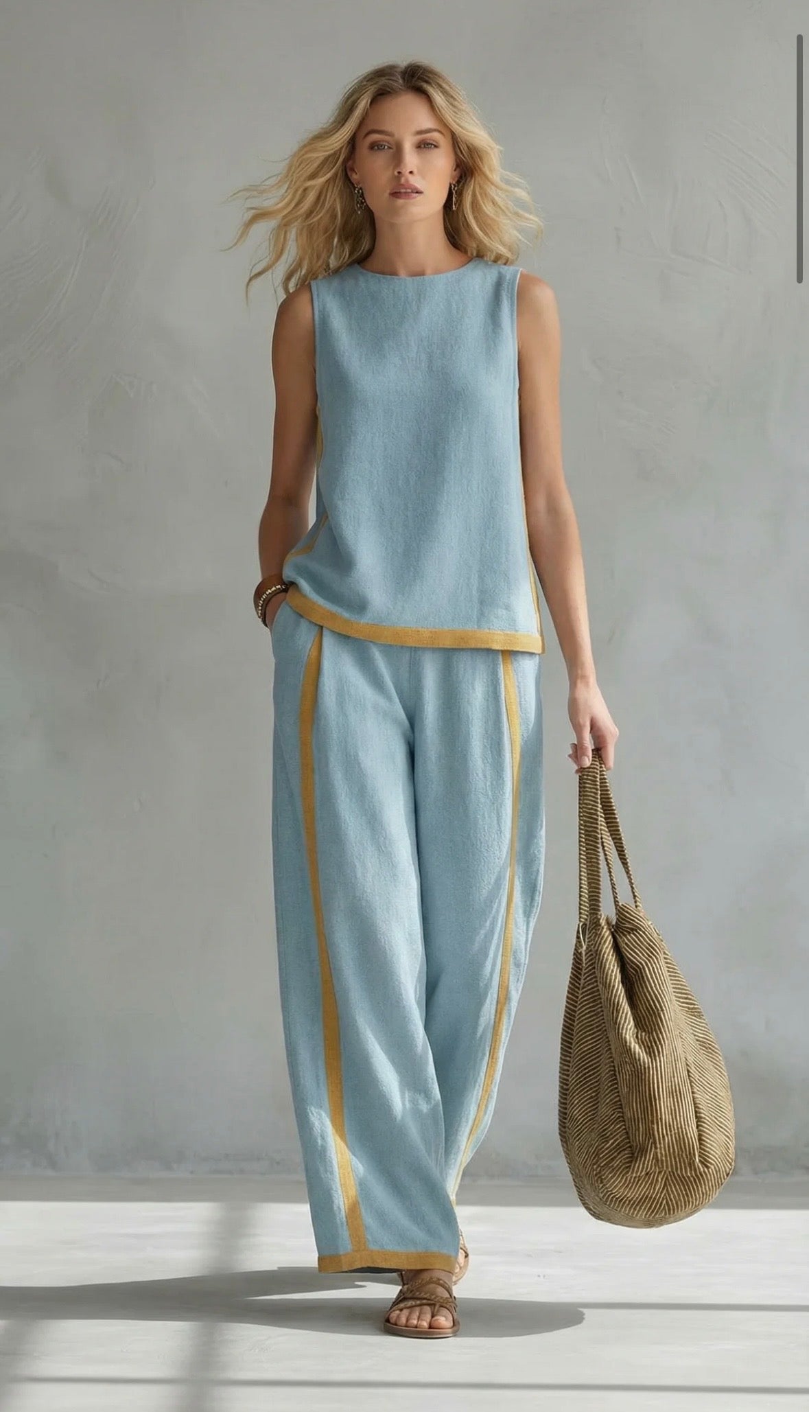 LEILA | COMPLETO ELEGANTE IN COTONE E LINO