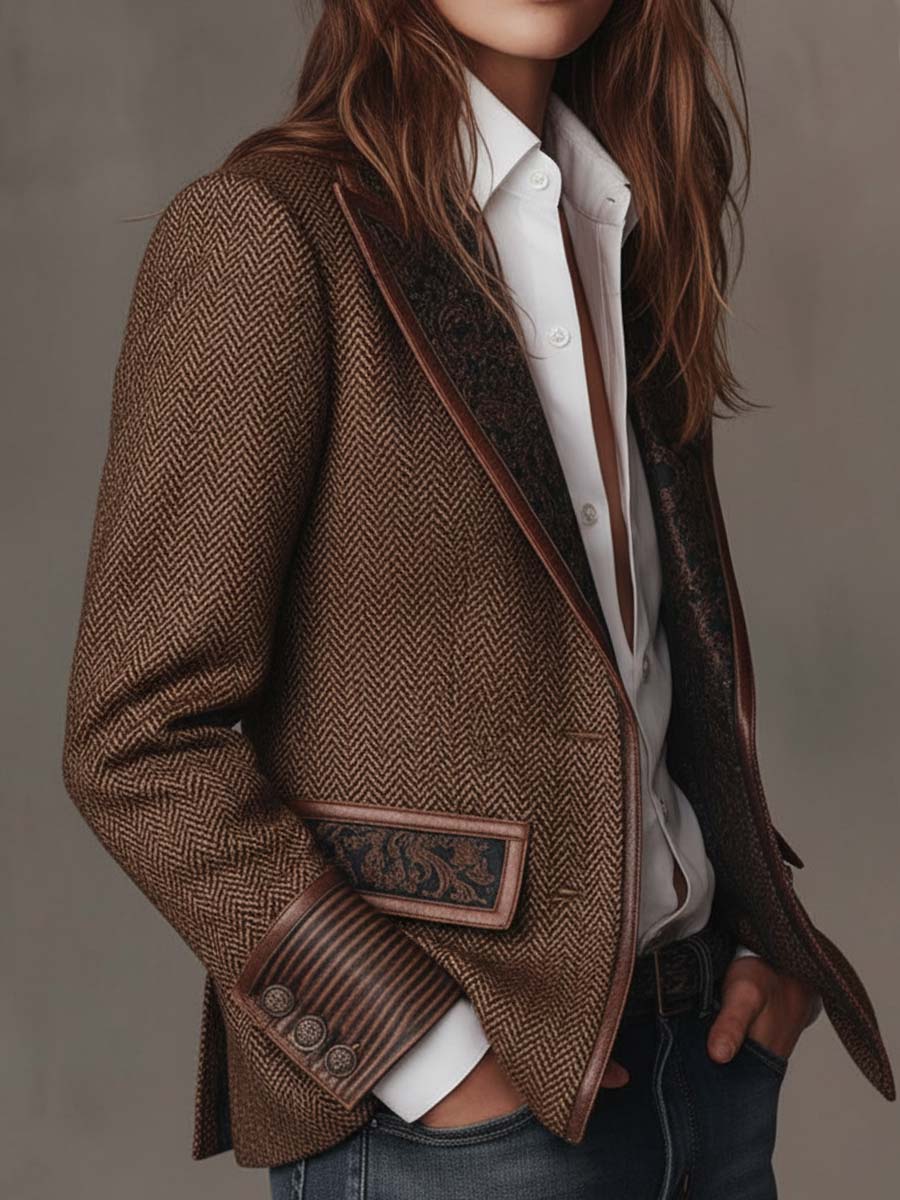 GISÈLE | BLAZER CON INSERTI A STAMPA CHEVRON