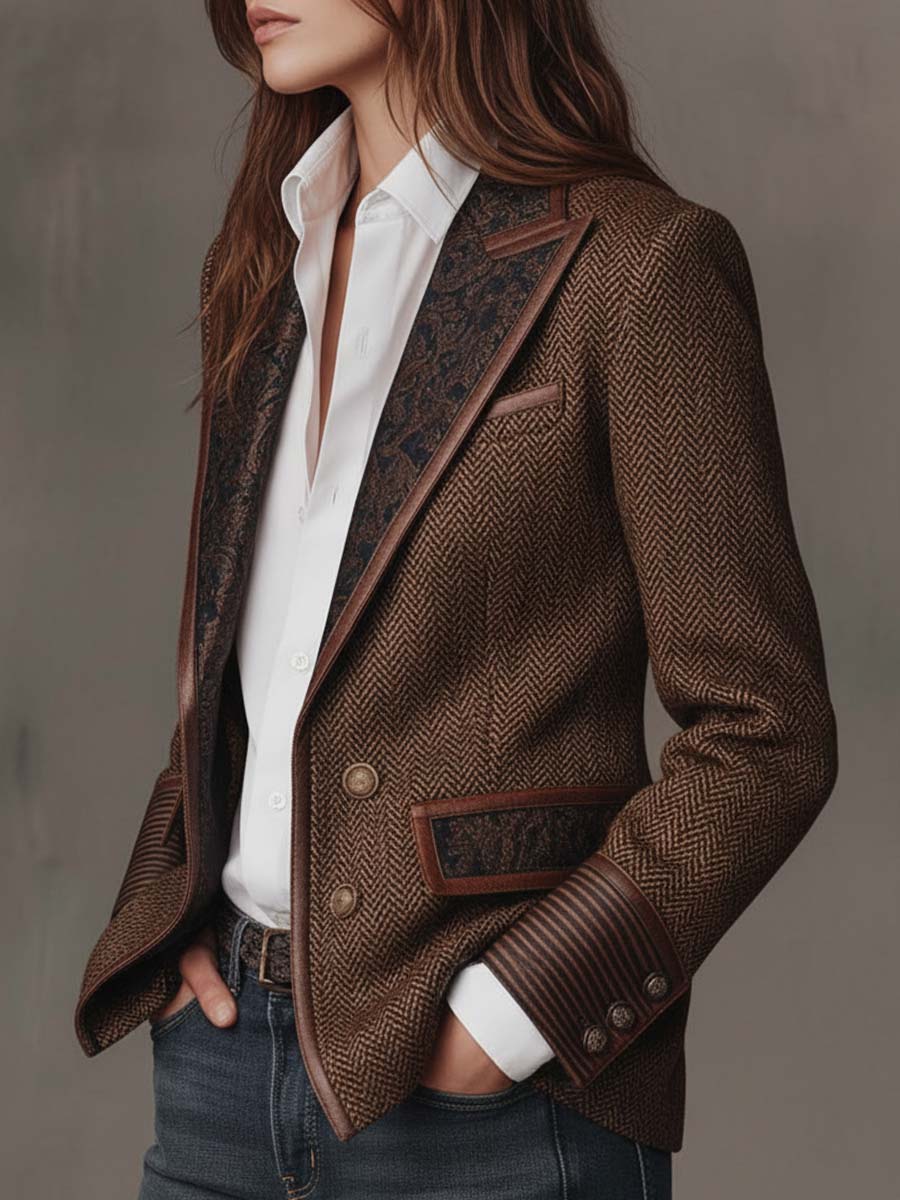 GISÈLE | BLAZER CON INSERTI A STAMPA CHEVRON