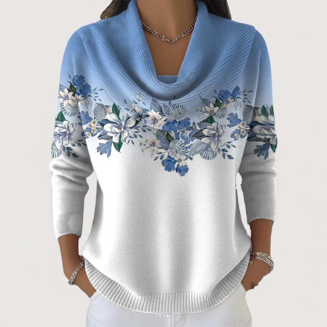 ALBA | MAGLIA FLOREALE IN JERSEY CON COLLO A RISVOLTO