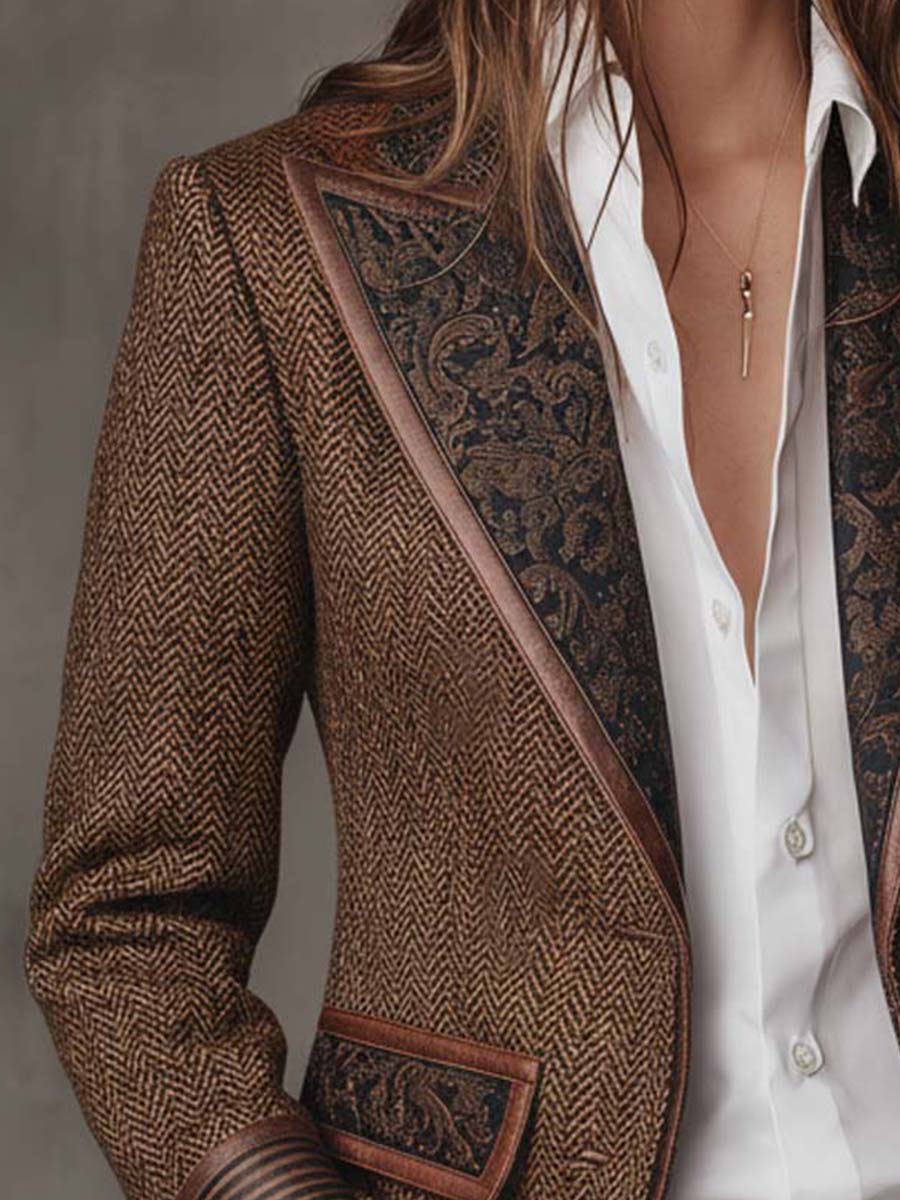 GISÈLE | BLAZER CON INSERTI A STAMPA CHEVRON