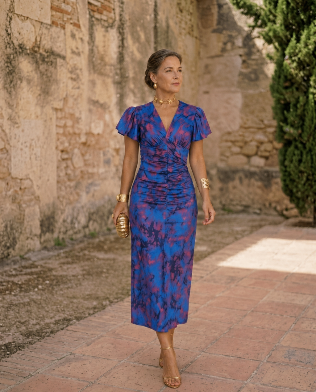 WANDA | MIDI DRESS WITH PUFF SLEEVES