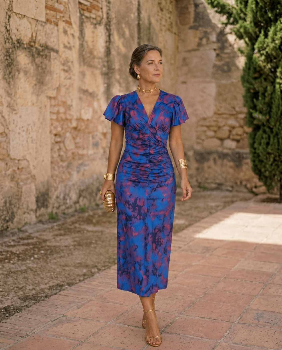 WANDA | MIDI DRESS WITH PUFF SLEEVES