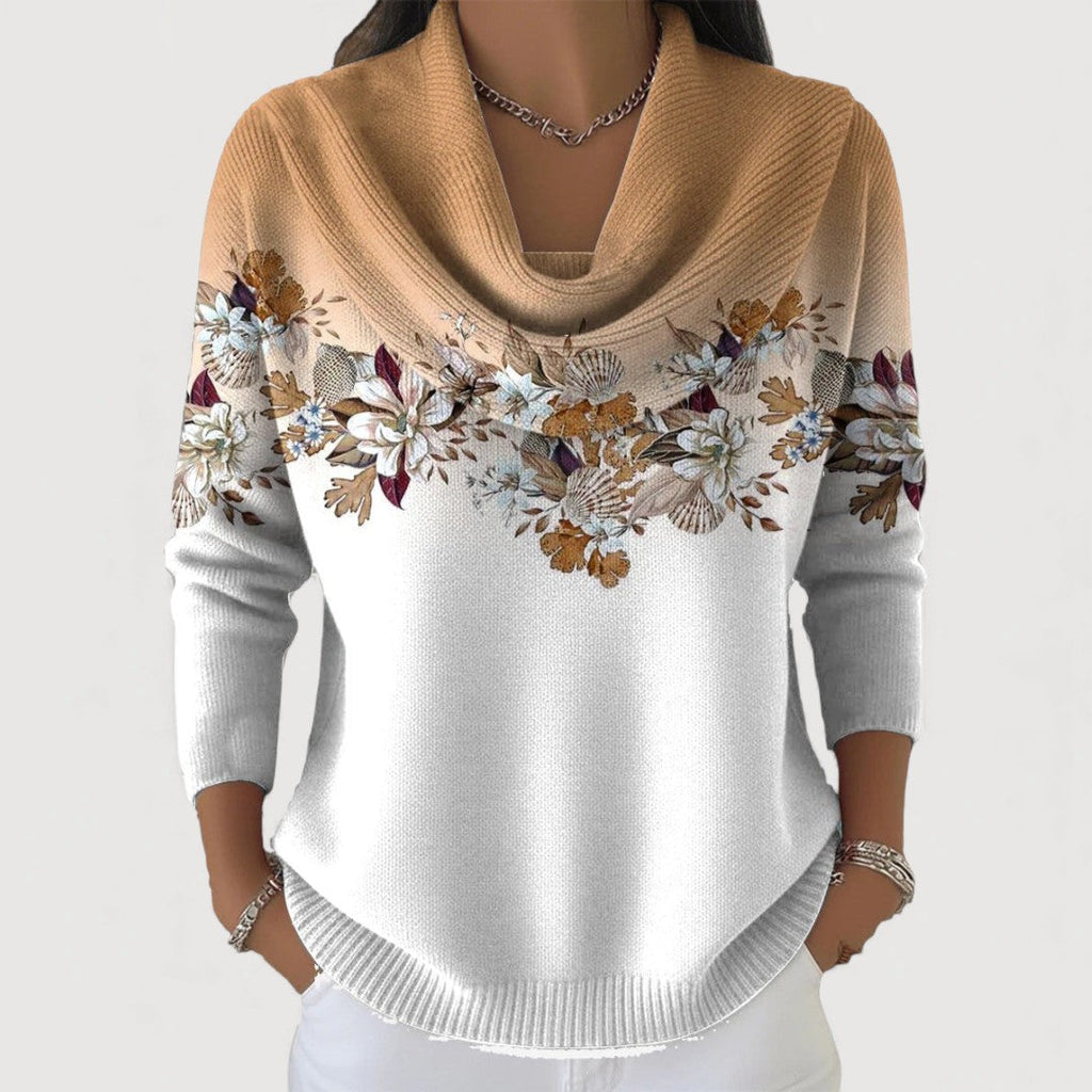ALBA | MAGLIA FLOREALE IN JERSEY CON COLLO A RISVOLTO