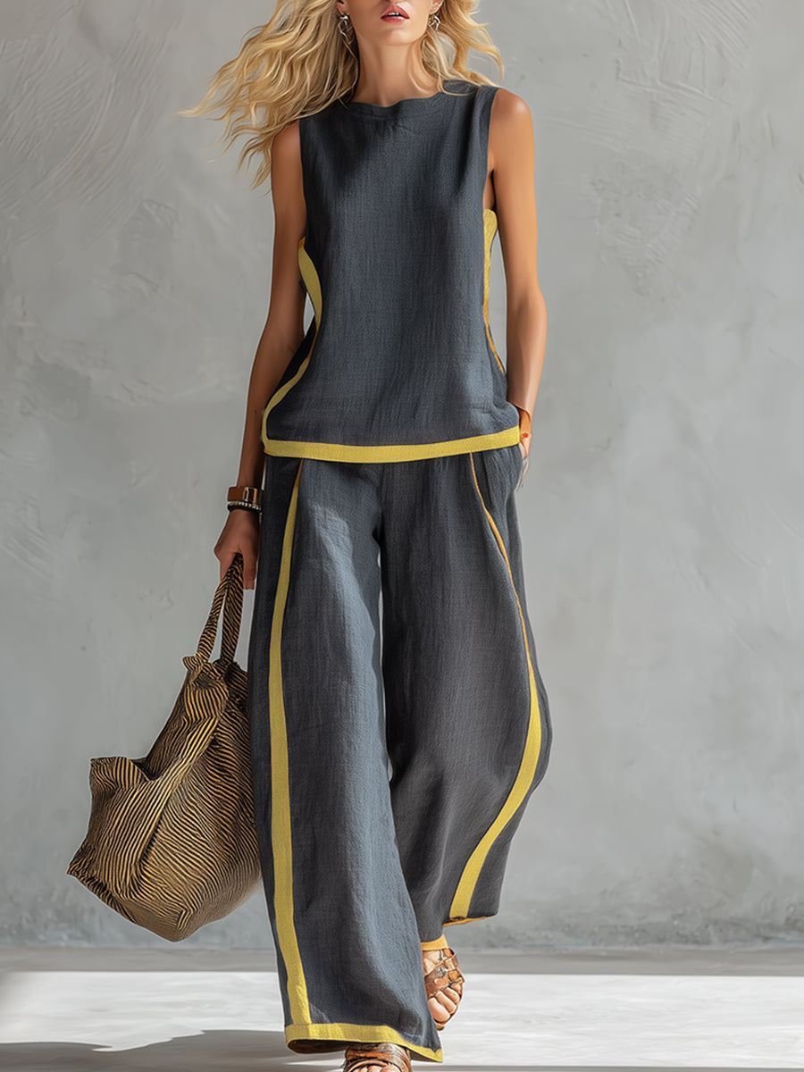 LEILA | COMPLETO ELEGANTE IN COTONE E LINO