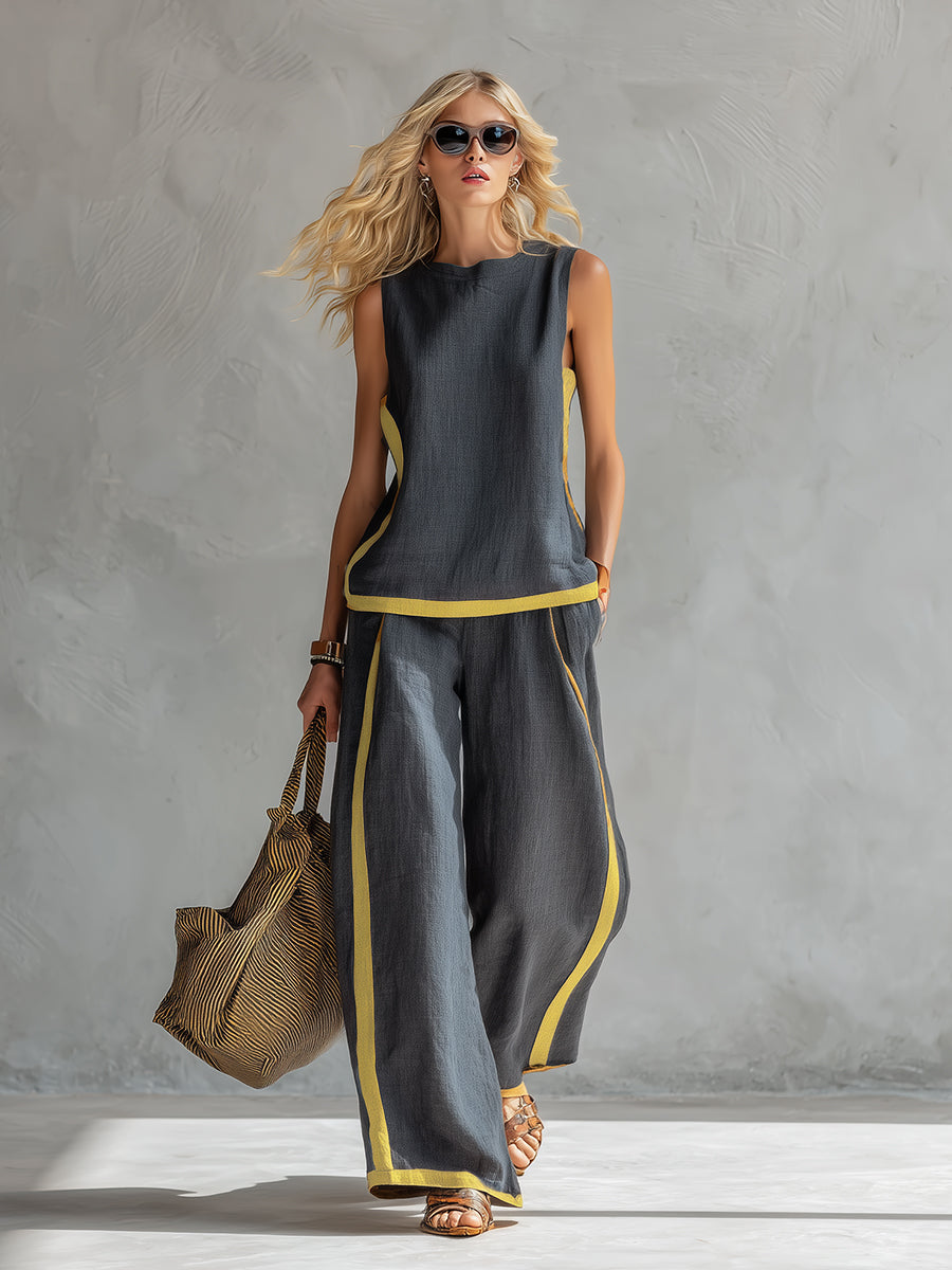 LEILA | COMPLETO ELEGANTE IN COTONE E LINO
