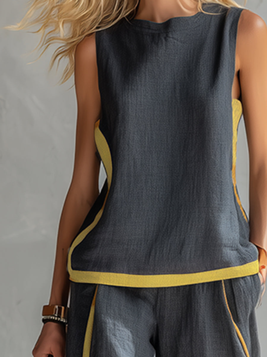 LEILA | COMPLETO ELEGANTE IN COTONE E LINO