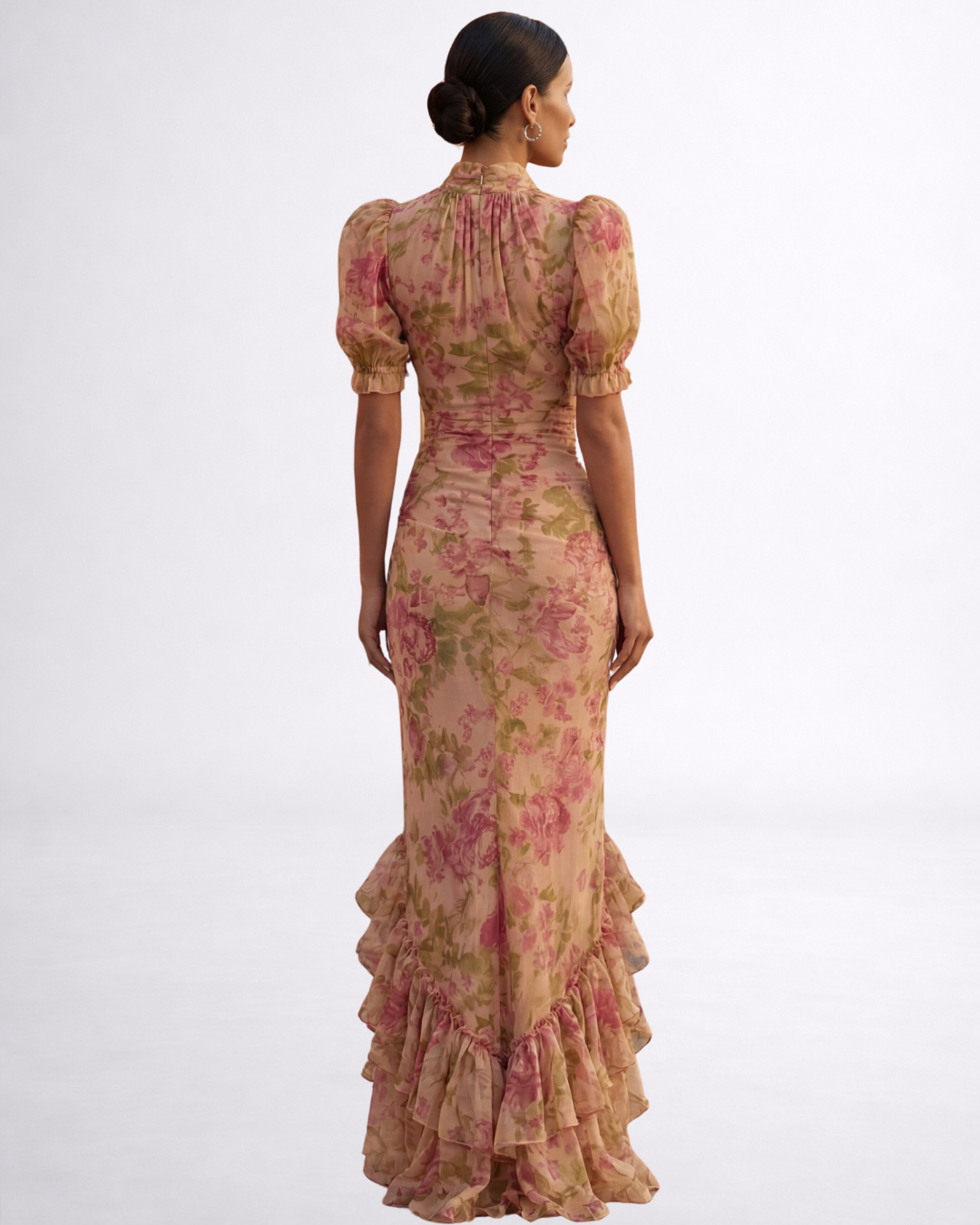 ROSARIO | ABITO LUNGO FLOREALE IN CHIFFON