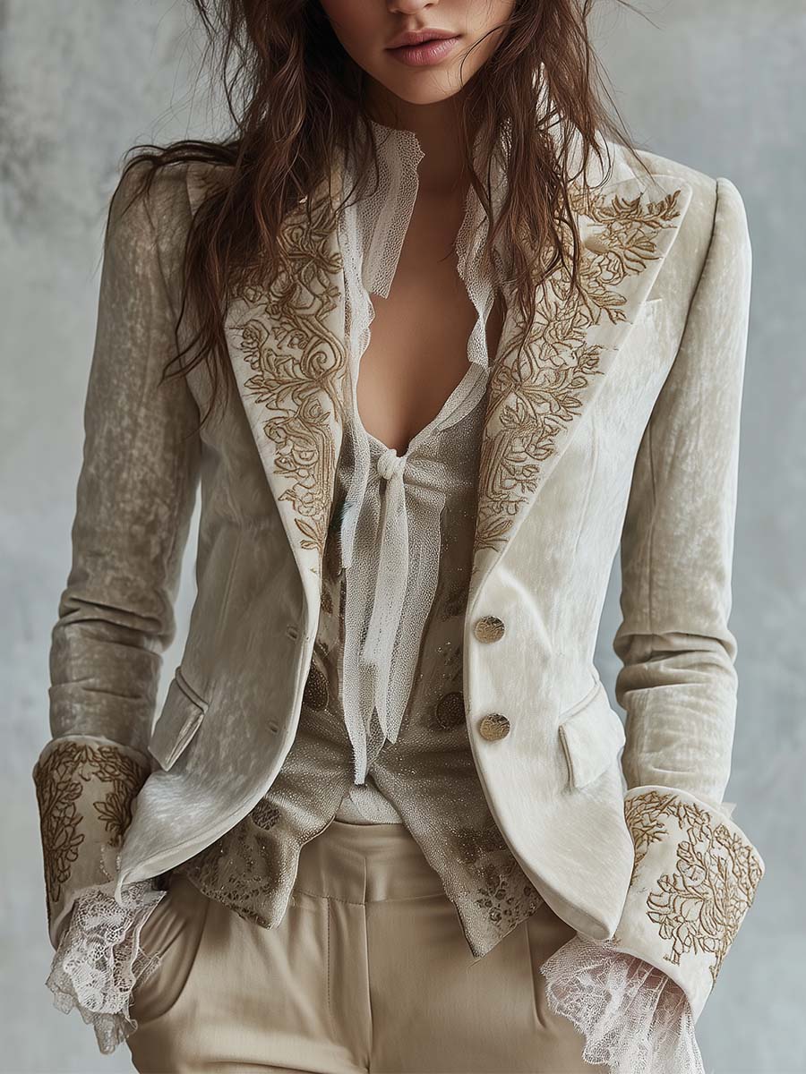 CONSTANCE | BLAZER SARTORIALE RICAMATO COLOR AVORIO