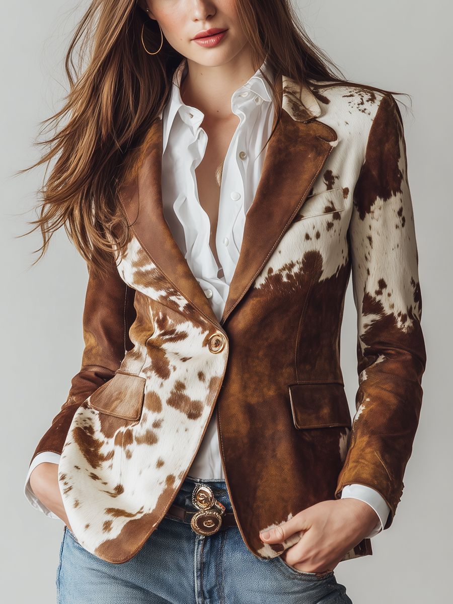 AGATHE | BLAZER VINTAGE CON STAMPA MUCCATA ECOSOSTENIBILE