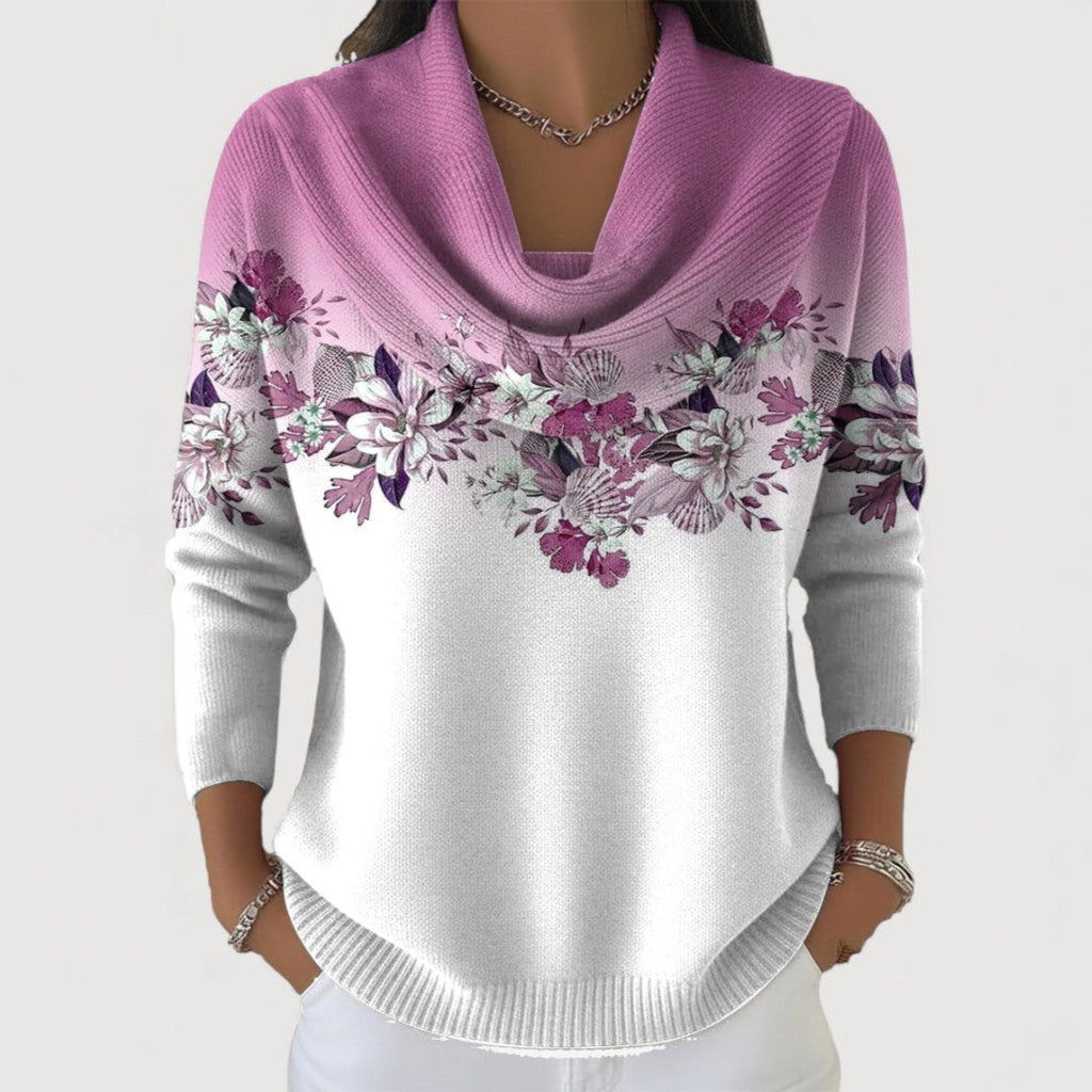 ALBA | MAGLIA FLOREALE IN JERSEY CON COLLO A RISVOLTO