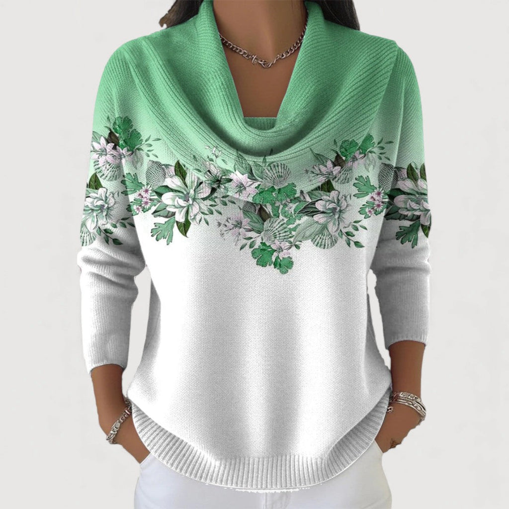 ALBA | MAGLIA FLOREALE IN JERSEY CON COLLO A RISVOLTO