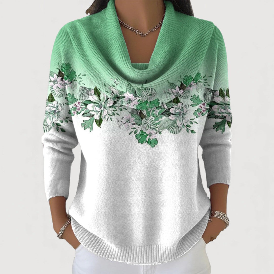 ALBA | MAGLIA FLOREALE IN JERSEY CON COLLO A RISVOLTO