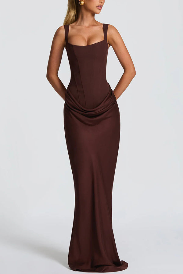 ÉLÉONORE | ABITO MAXI CON SCOLLO QUADRATO