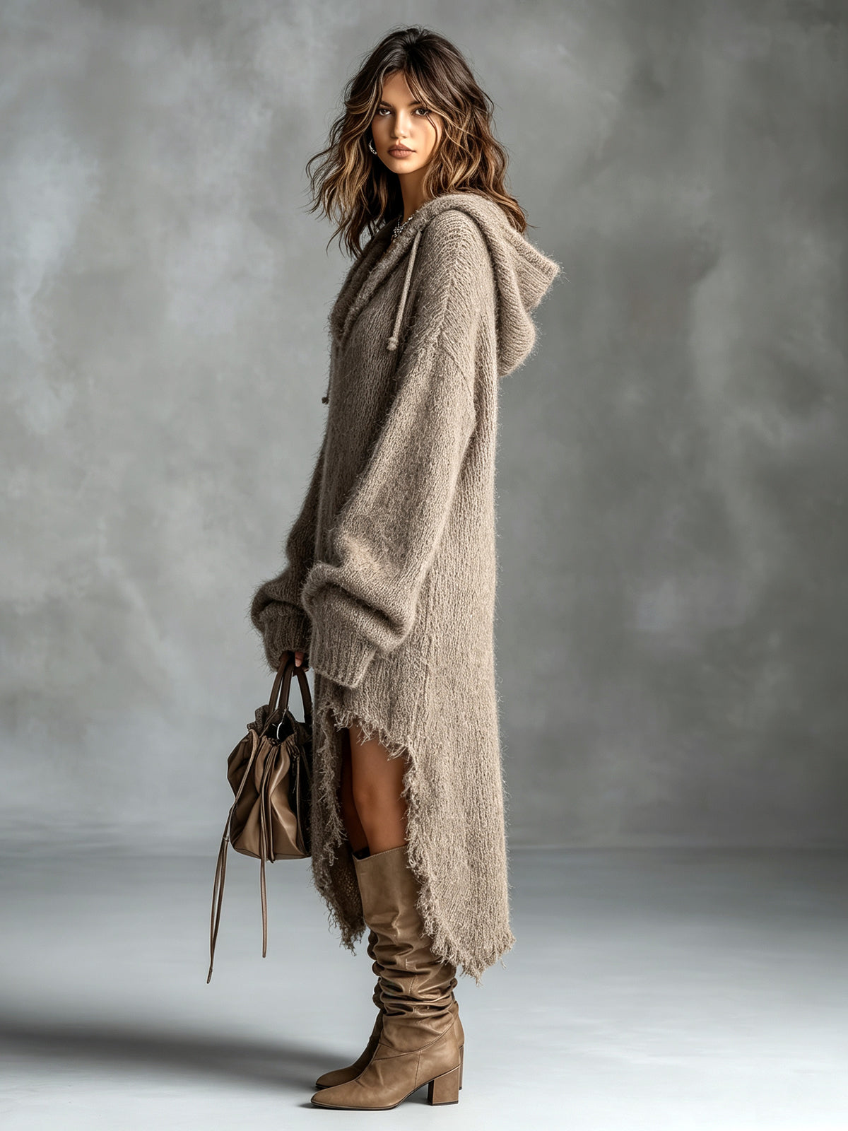 SOPHIA | ABITO OVERSIZE IN MAGLIA MORBIDA CON CAPPUCCIO