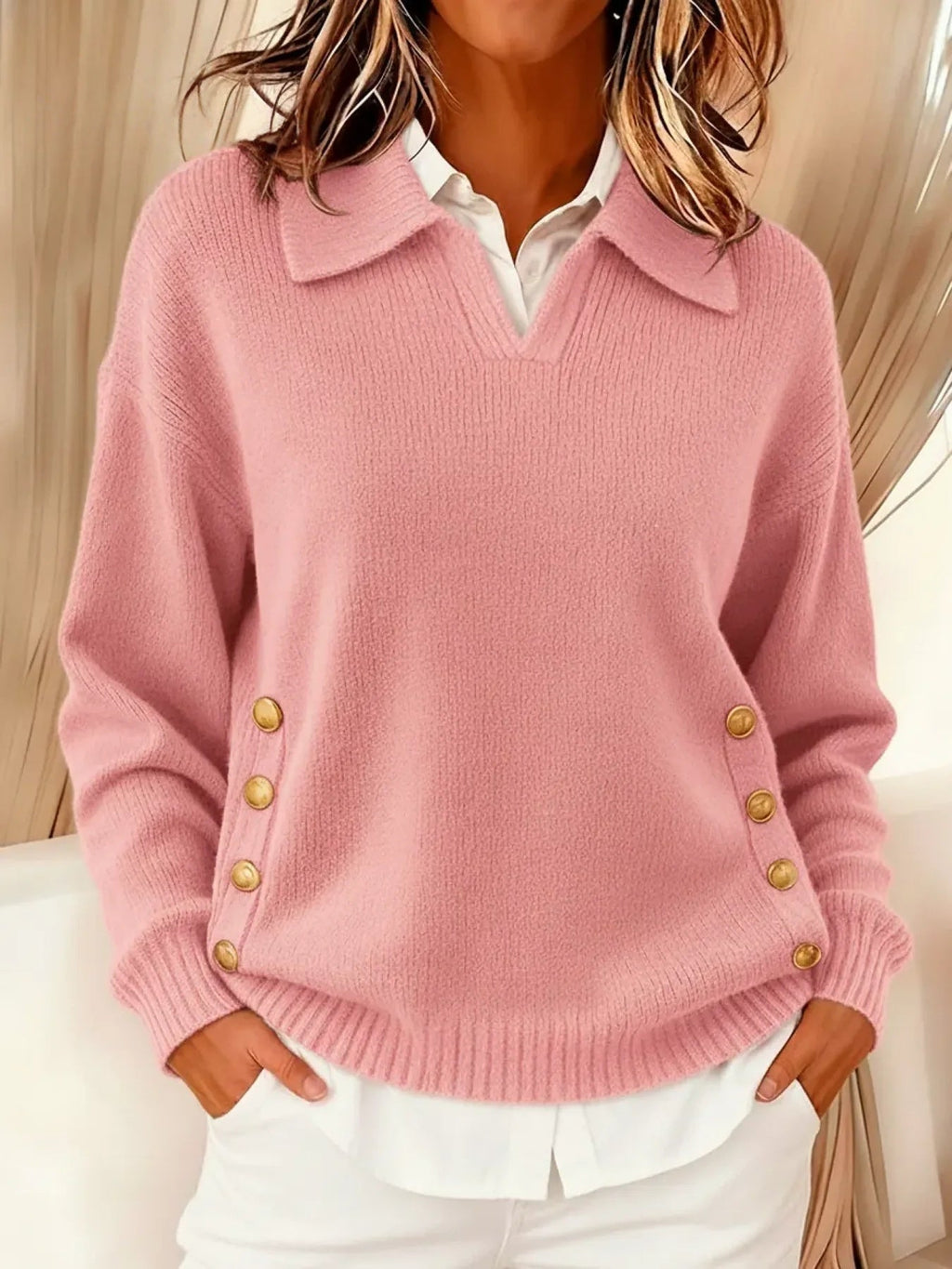 VICENTA | MAGLIONE CON COLLO A POLO E BOTTONI