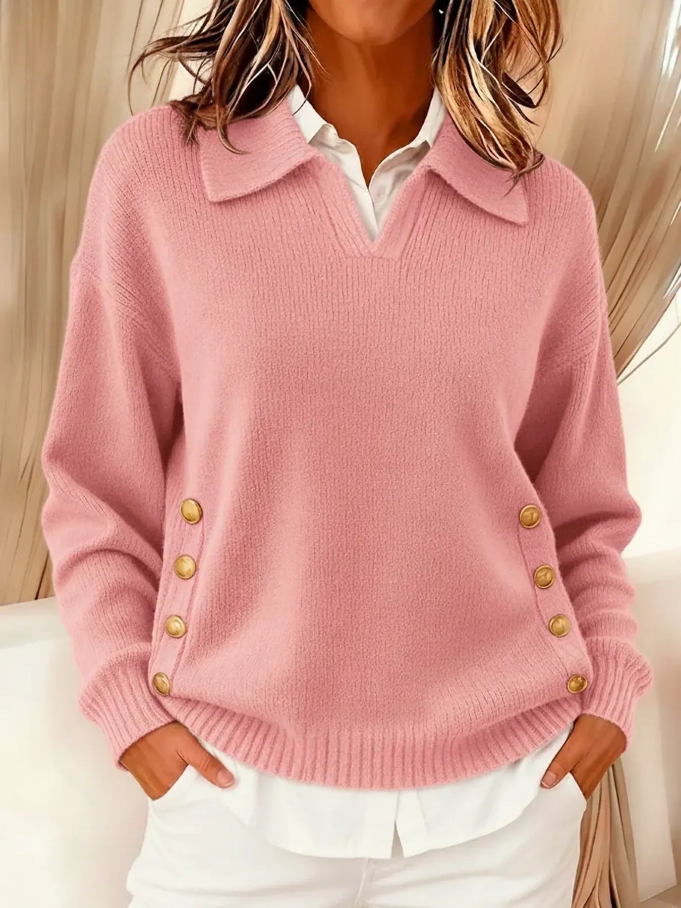 VICENTA | MAGLIONE CON COLLO A POLO E BOTTONI