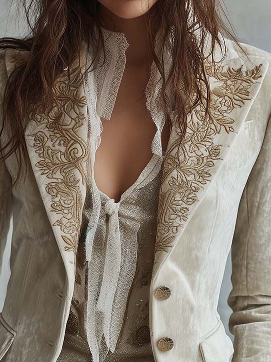 CONSTANCE | BLAZER SARTORIALE RICAMATO COLOR AVORIO