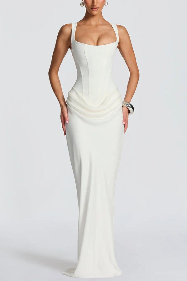 ÉLÉONORE | ABITO MAXI CON SCOLLO QUADRATO