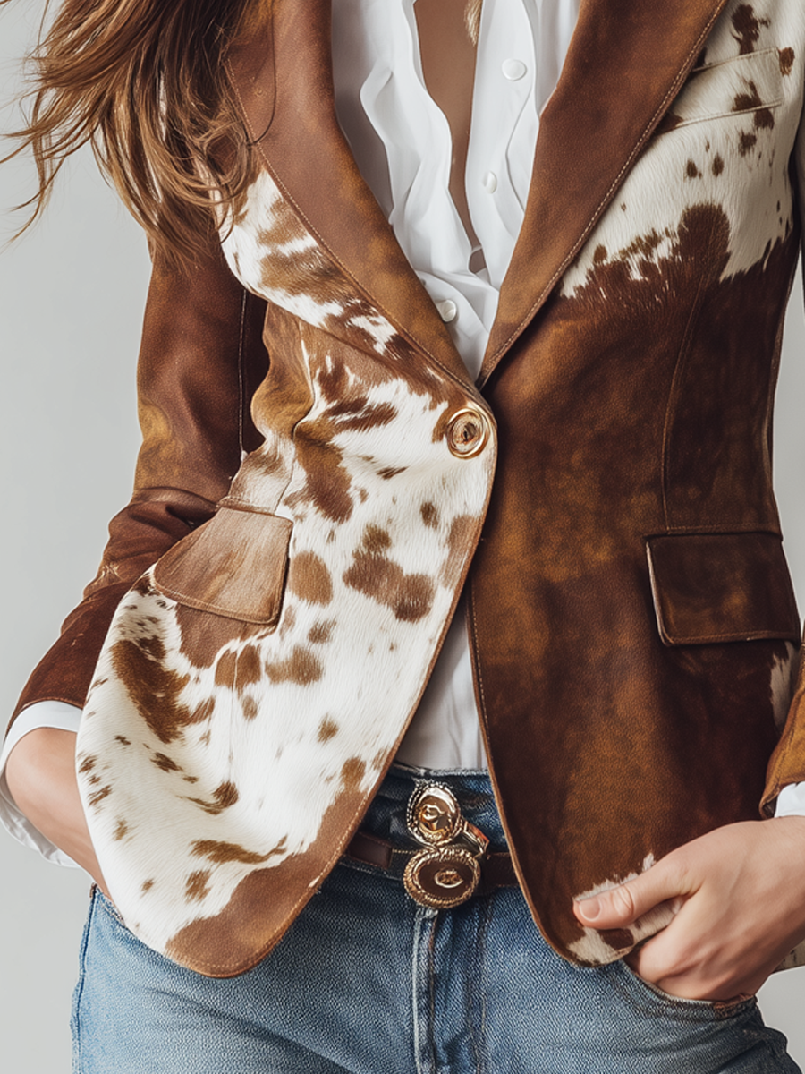 AGATHE | BLAZER VINTAGE CON STAMPA MUCCATA ECOSOSTENIBILE