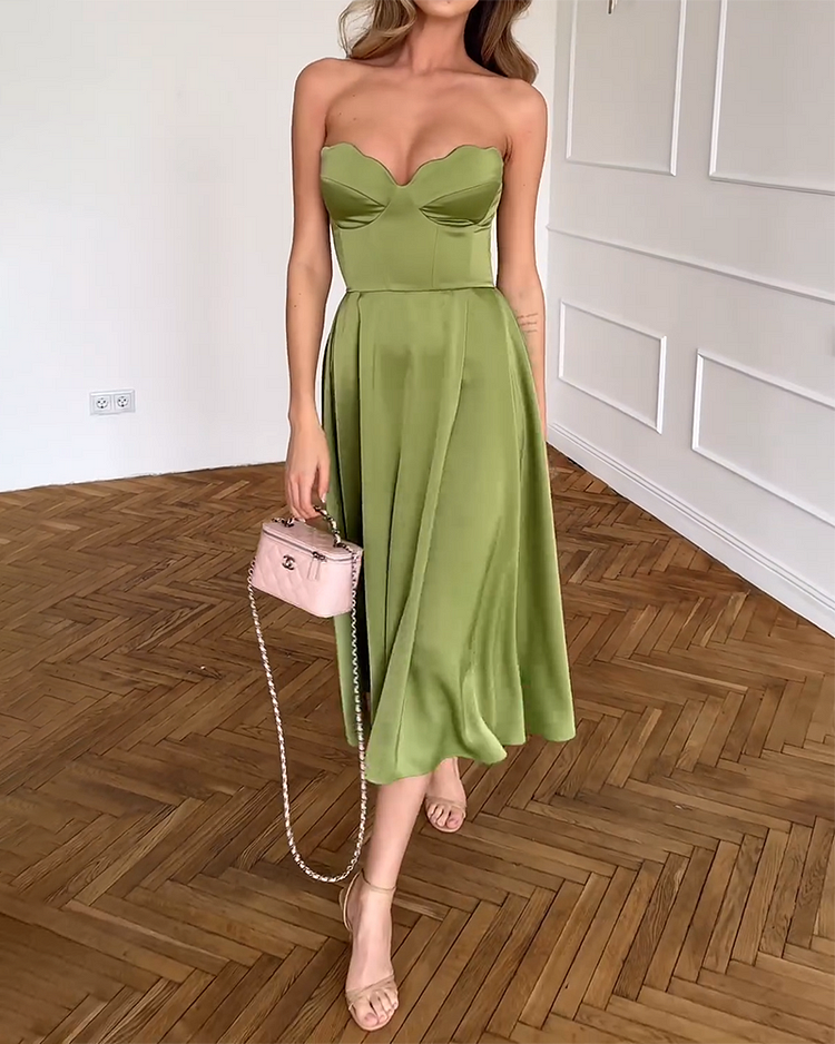 LIORA | ABITO MIDI ELEGANTE SENZA SPALLINE