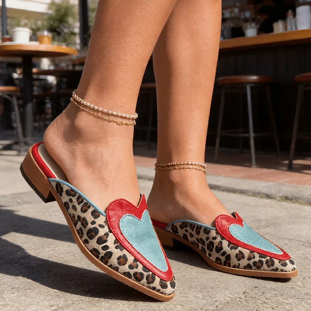 PERLA | MULES SENZA TALLONE CON STAMPA LEOPARDATA