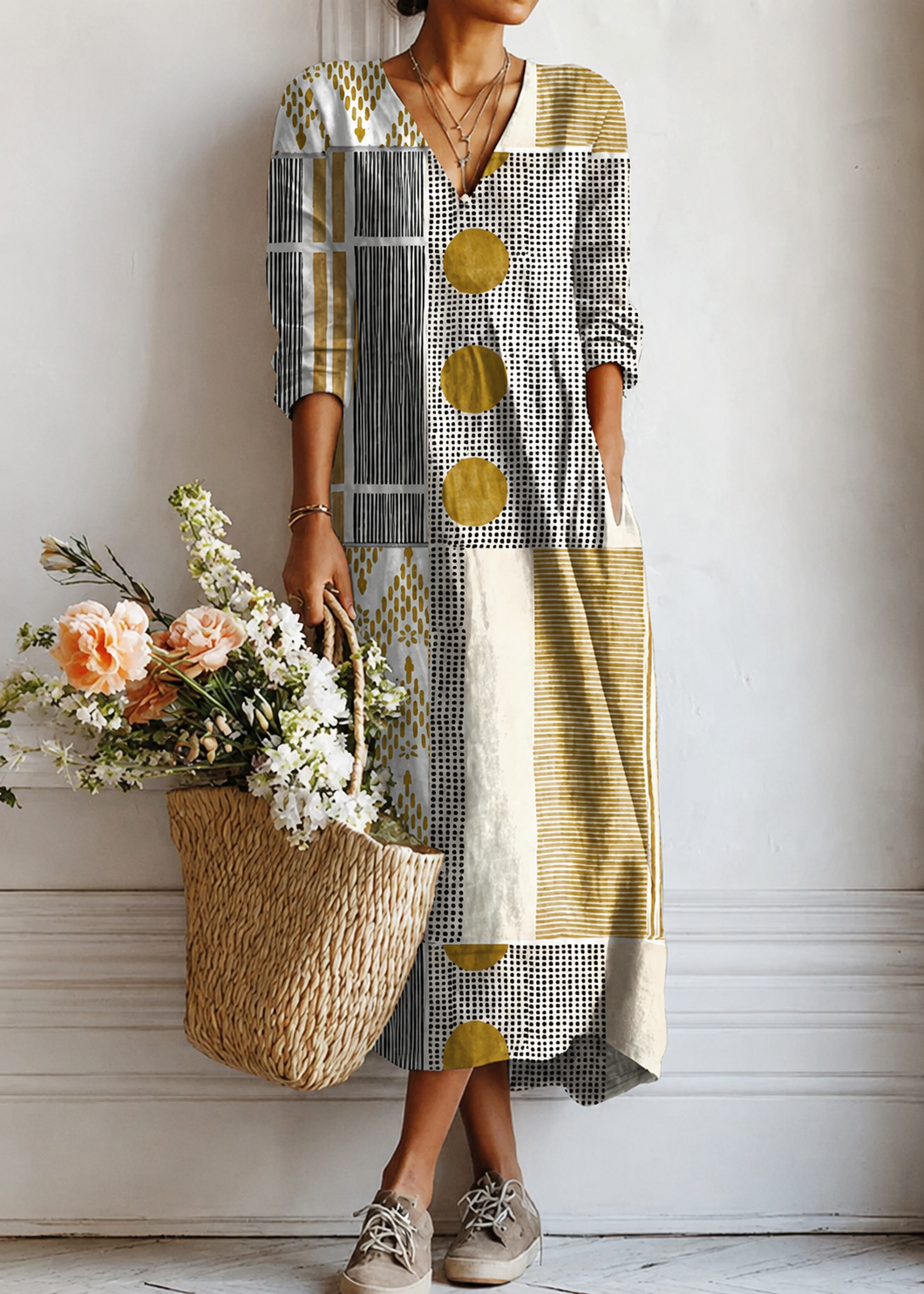 MATHILDE | ABITO LUNGO CHIC IN PATCHWORK