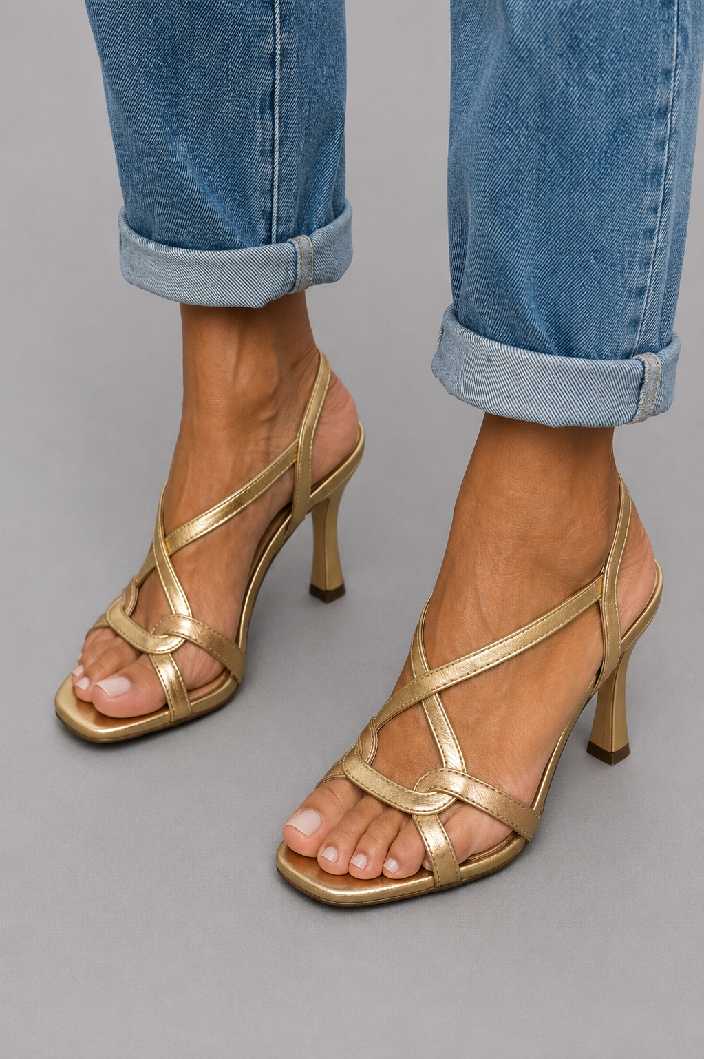 SUSAN | ELEGANTI SANDALI DORATI CON CINTURINI