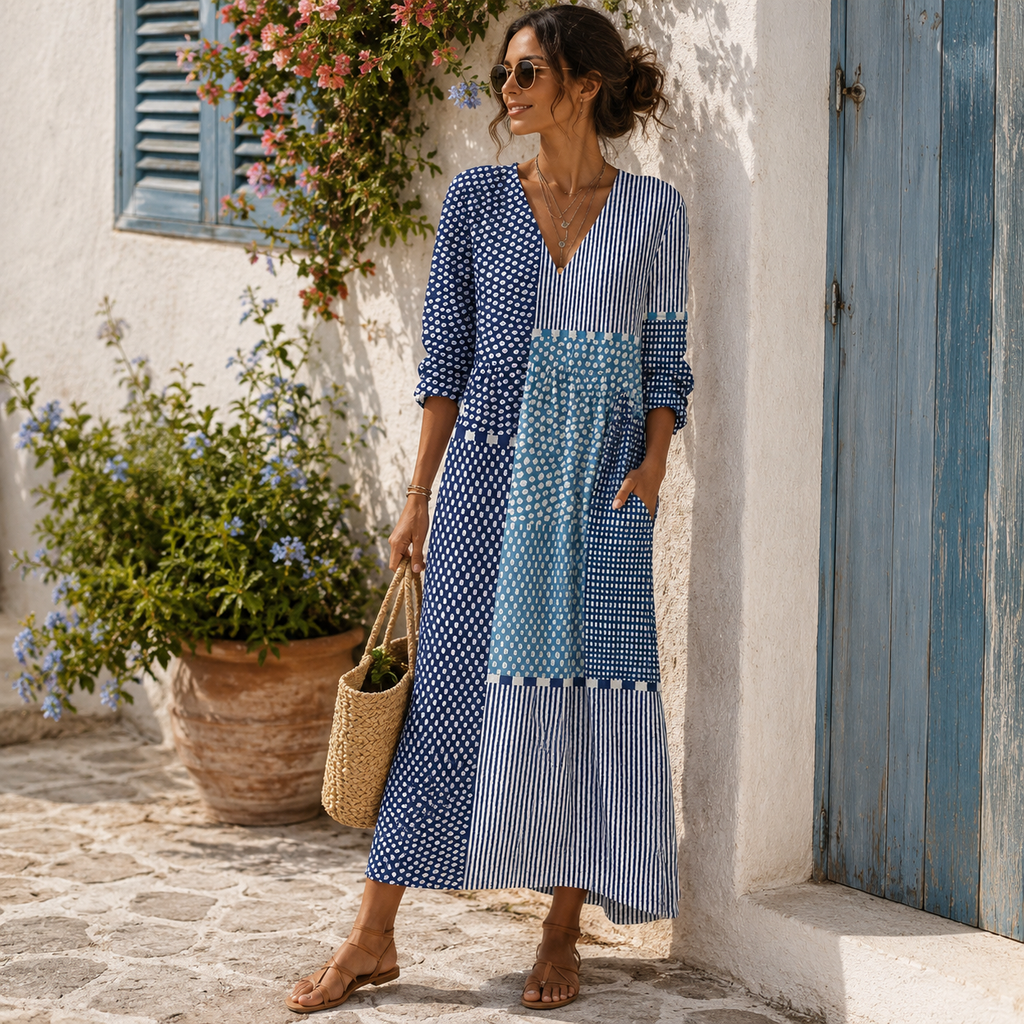 CLÉMENCE | ABITO LUNGO BLUE MOSAIC