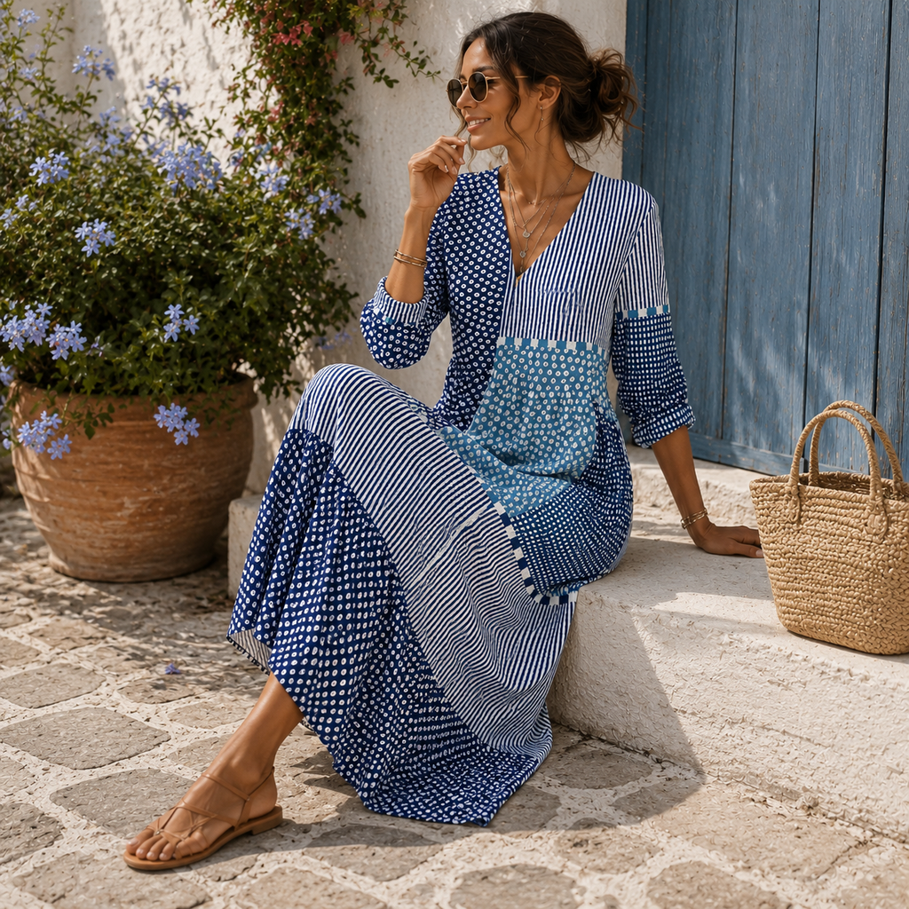 CLÉMENCE | ABITO LUNGO BLUE MOSAIC