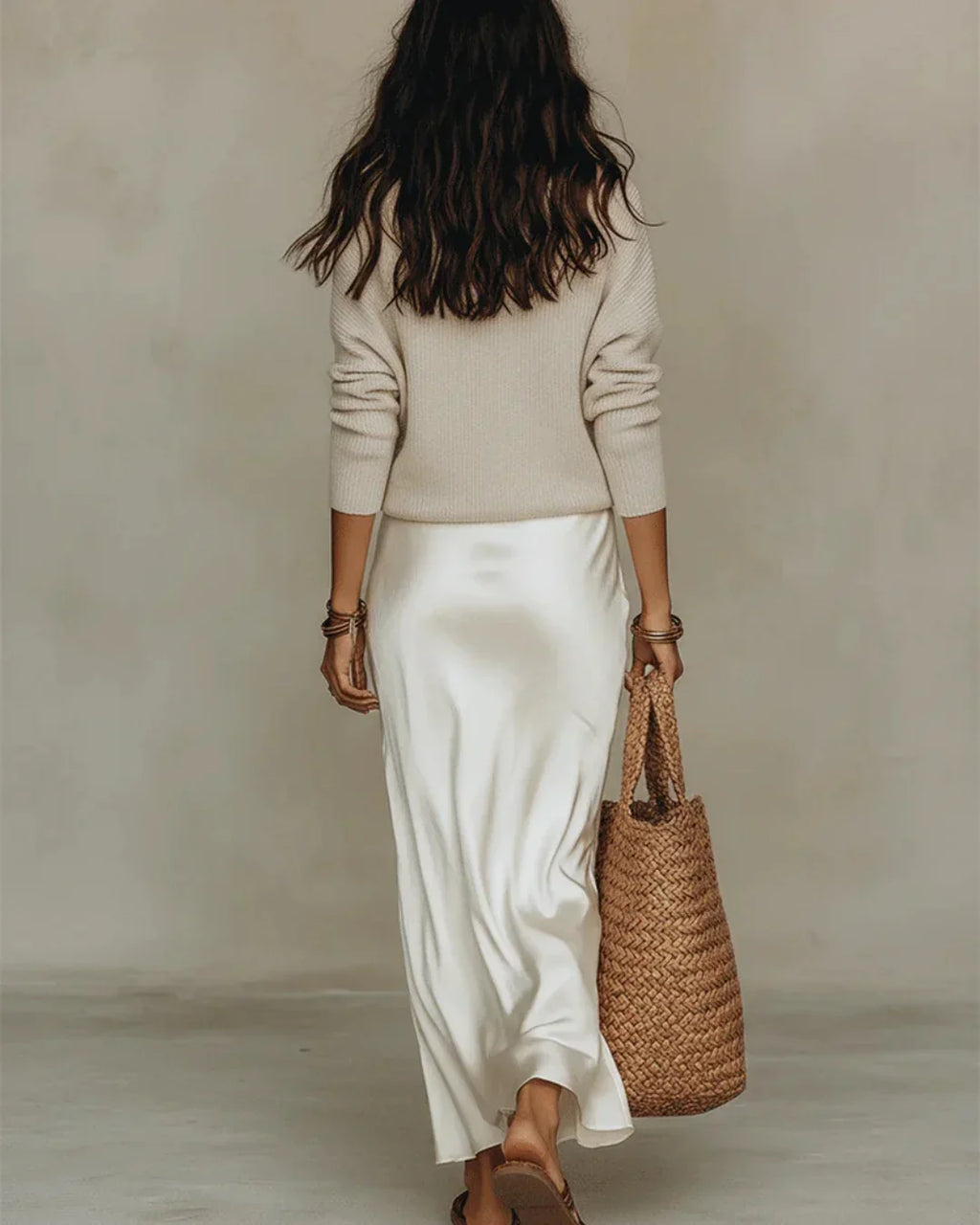 Brisa | Vestito Midi in Satin con Maglia Abbinata