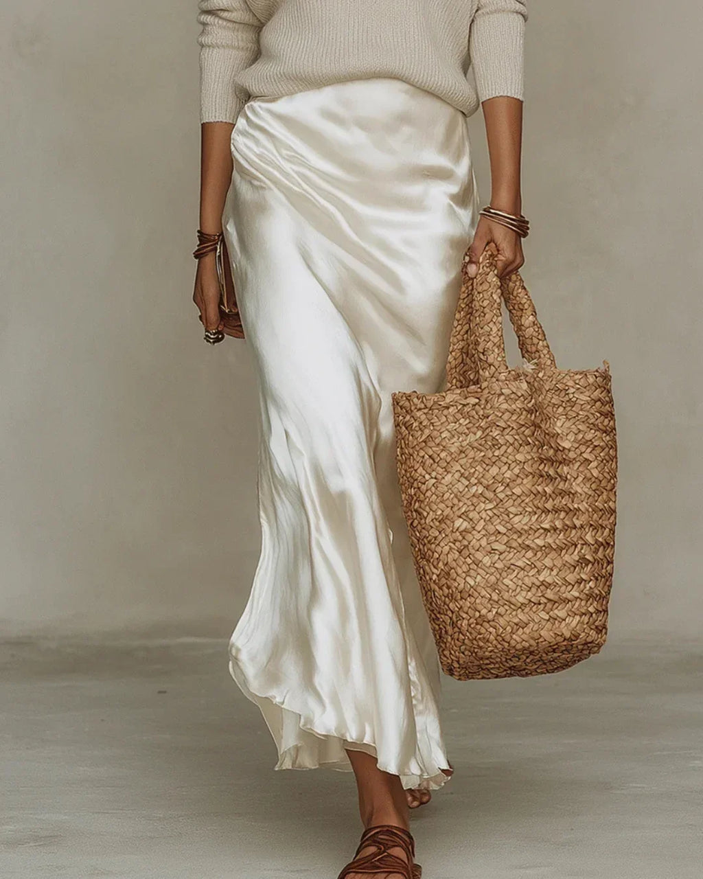 Brisa | Vestito Midi in Satin con Maglia Abbinata