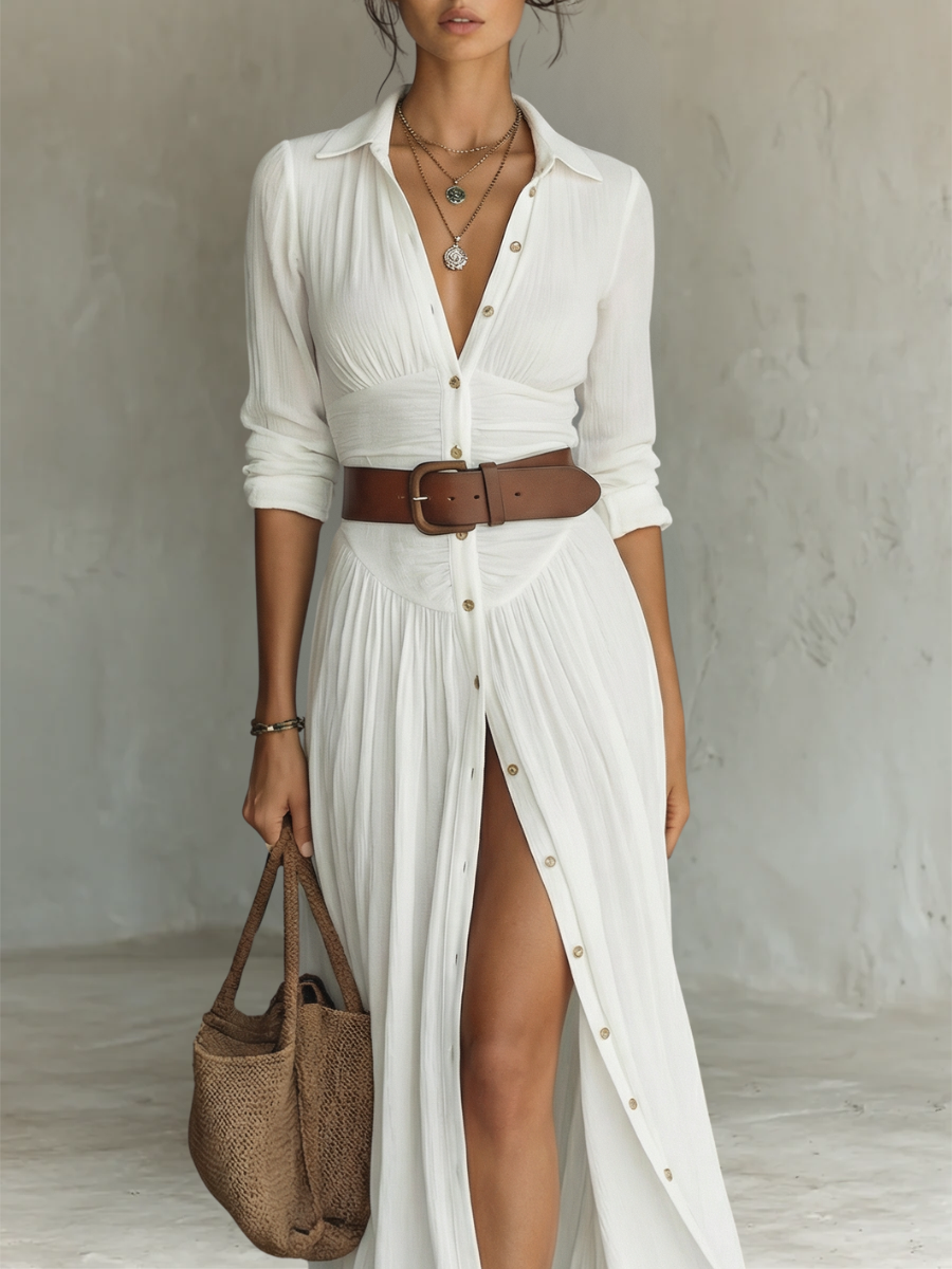 Abito lungo maxi in lino da donna