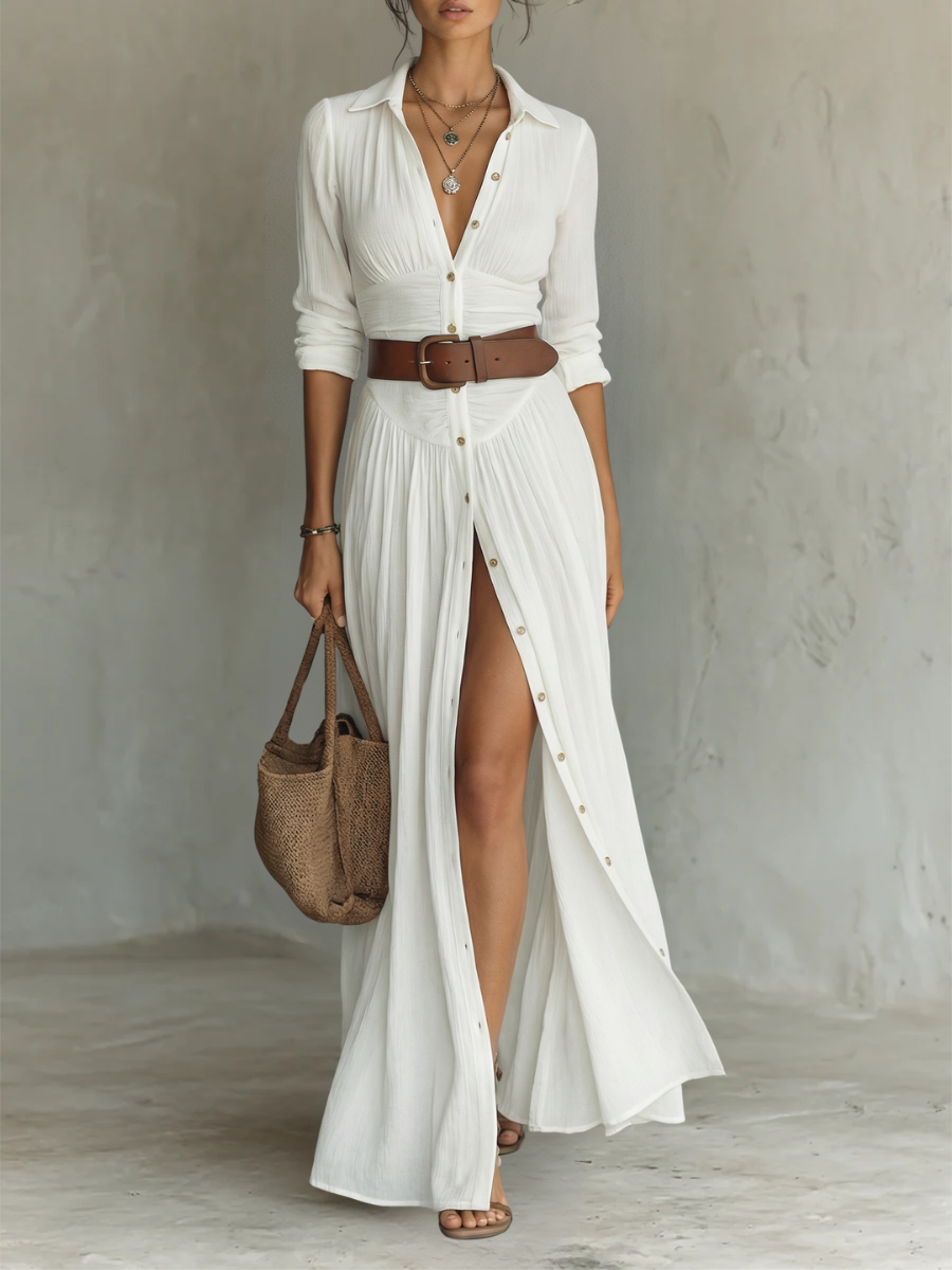 Abito lungo maxi in lino da donna