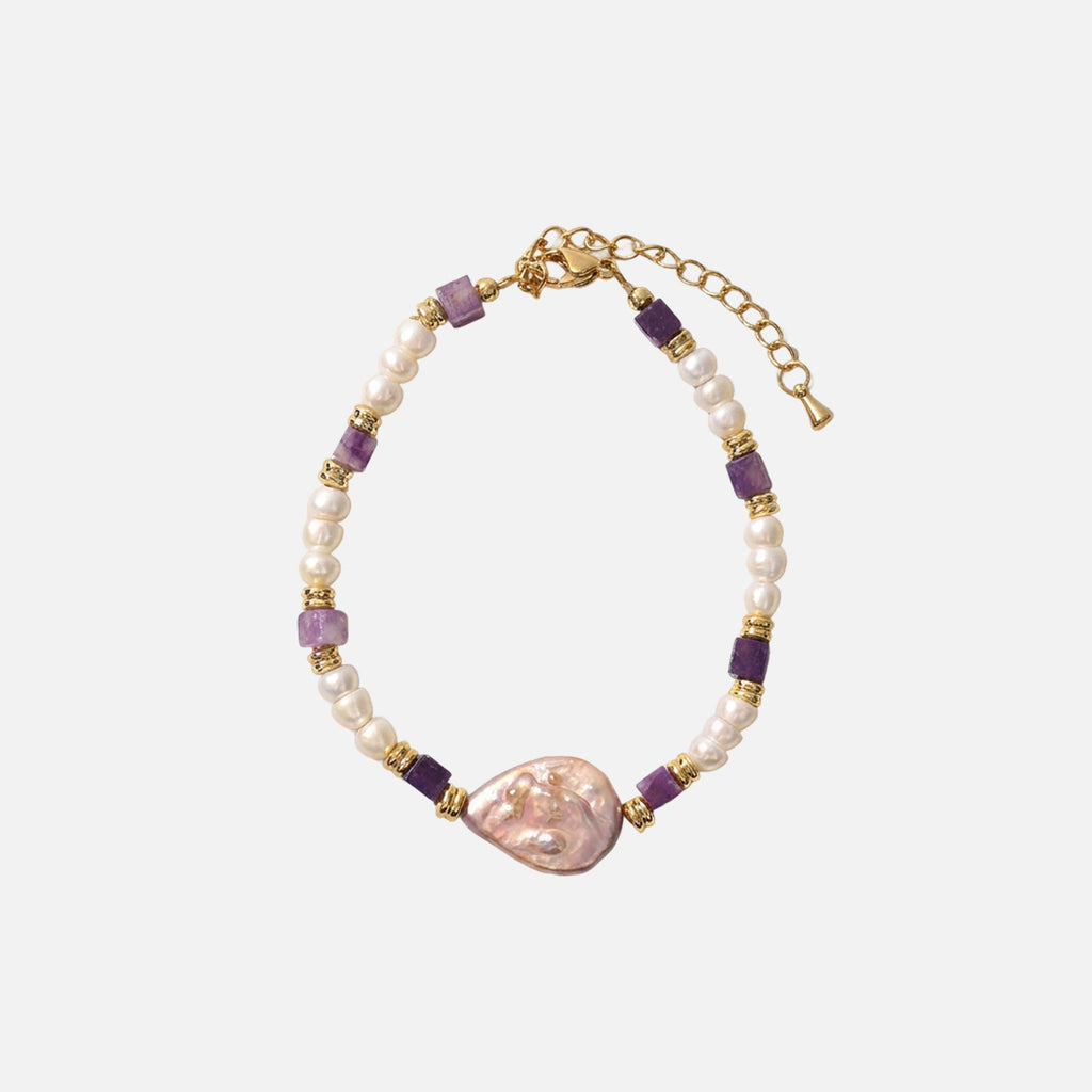 BRACCIALE DI AMETISTA E PERLA
