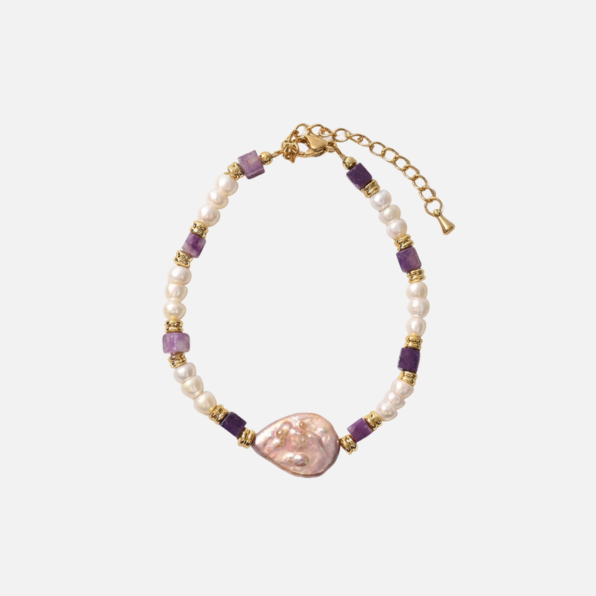 BRACCIALE DI AMETISTA E PERLA