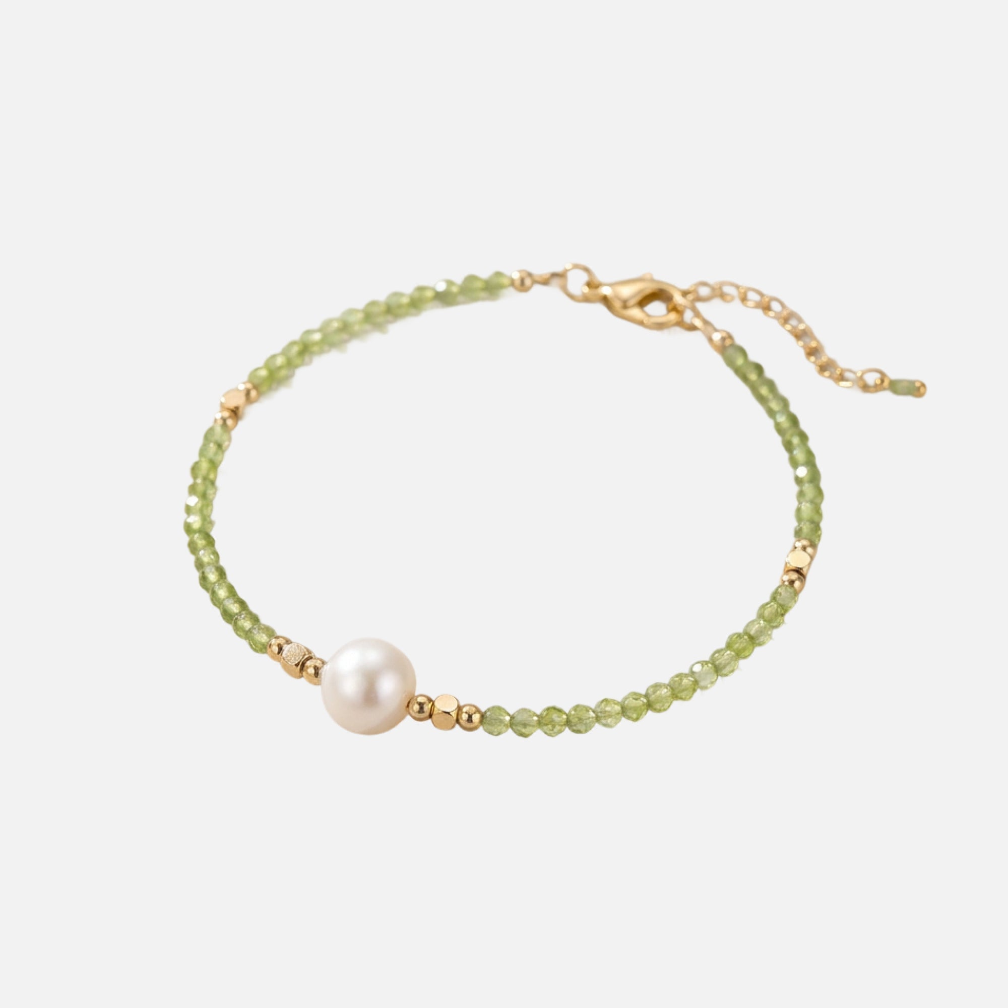 BRACCIALE IN PERIDOTO E PERLE