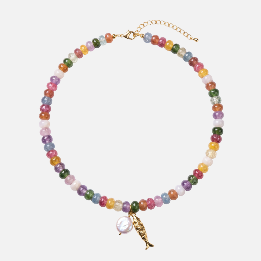 COLLANA DI PERLINE A FORMA DI PESCE DAI COLORI CANDY