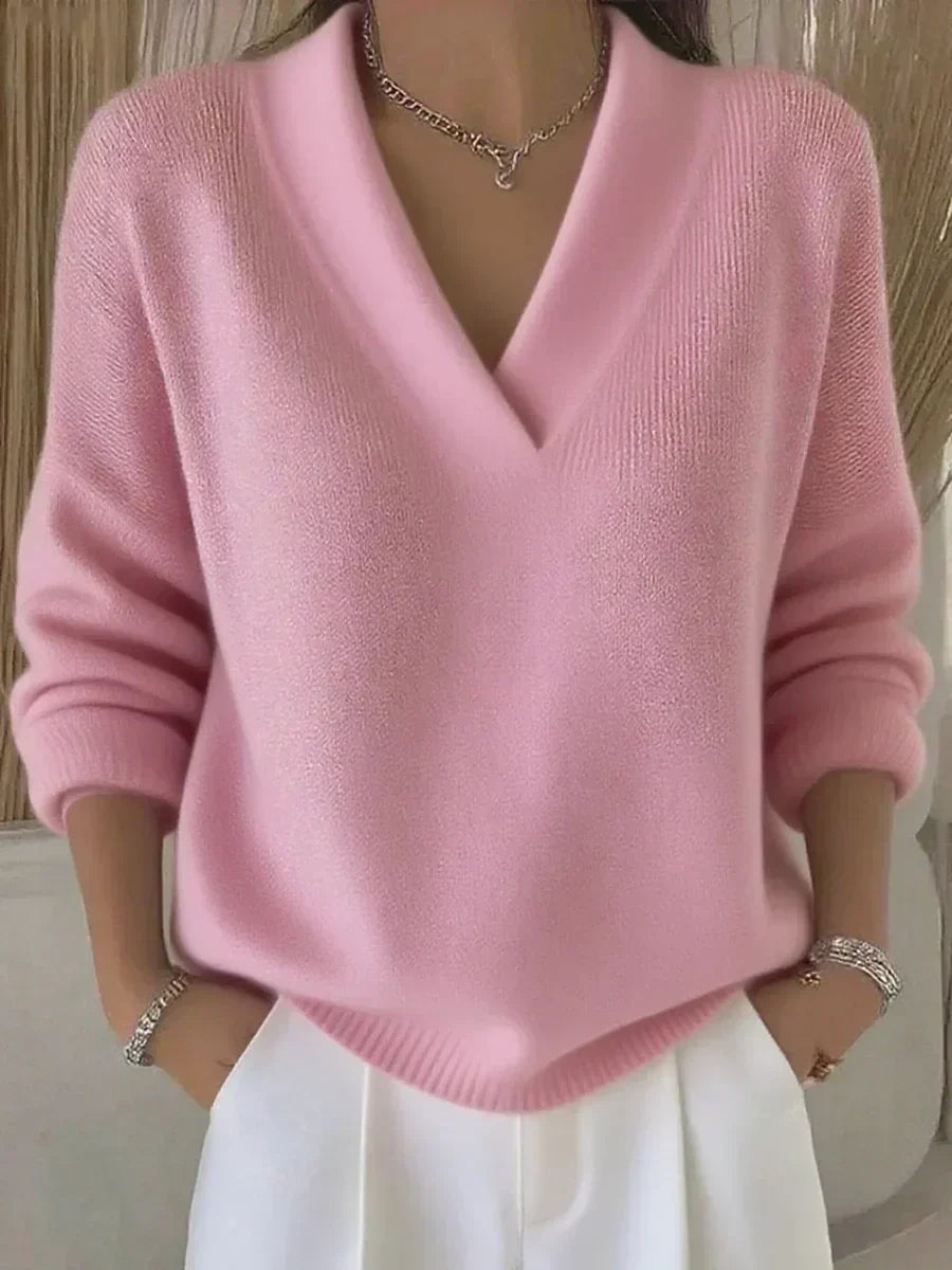 VIOLA | MAGLIONE OVERSIZE CON SCOLLO A V