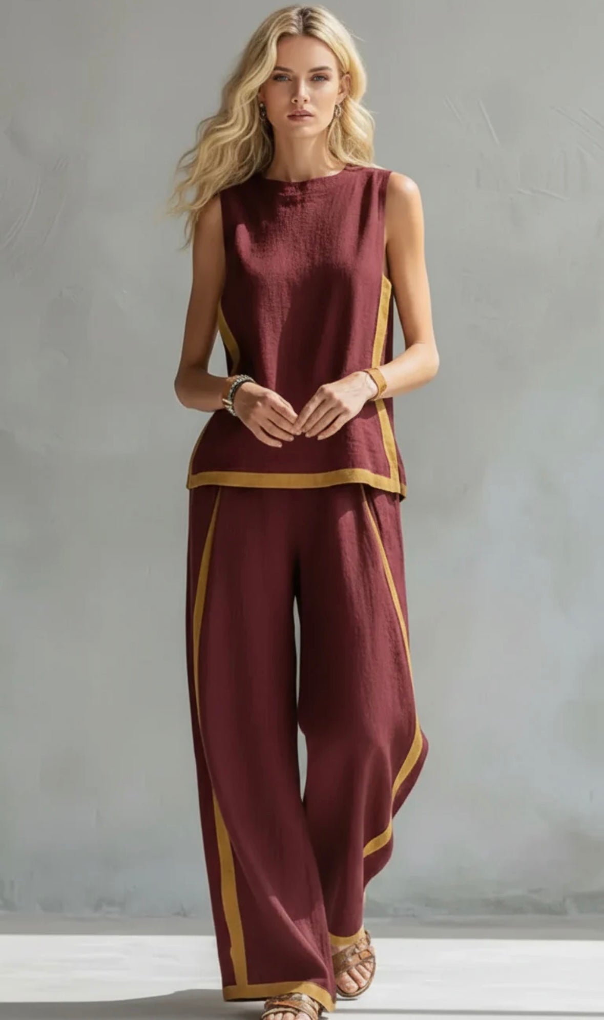 LEILA | COMPLETO ELEGANTE IN COTONE E LINO