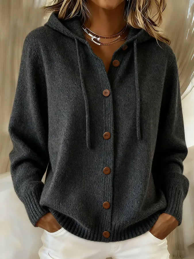 BEGOÑA | GIACCA IN MAGLIA CON CAPPUCCIO E BOTTONI