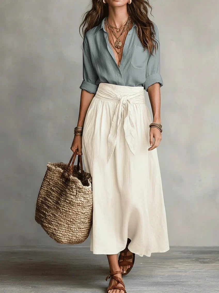VIDA | SET ELEGANTE A DUE PEZZI CON CAMICETTA NERA E GONNA MIDI