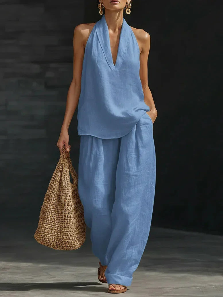 ANDREA | COMPLETO SENZA MANICHE CON PANTALONI A GAMBA LARGA