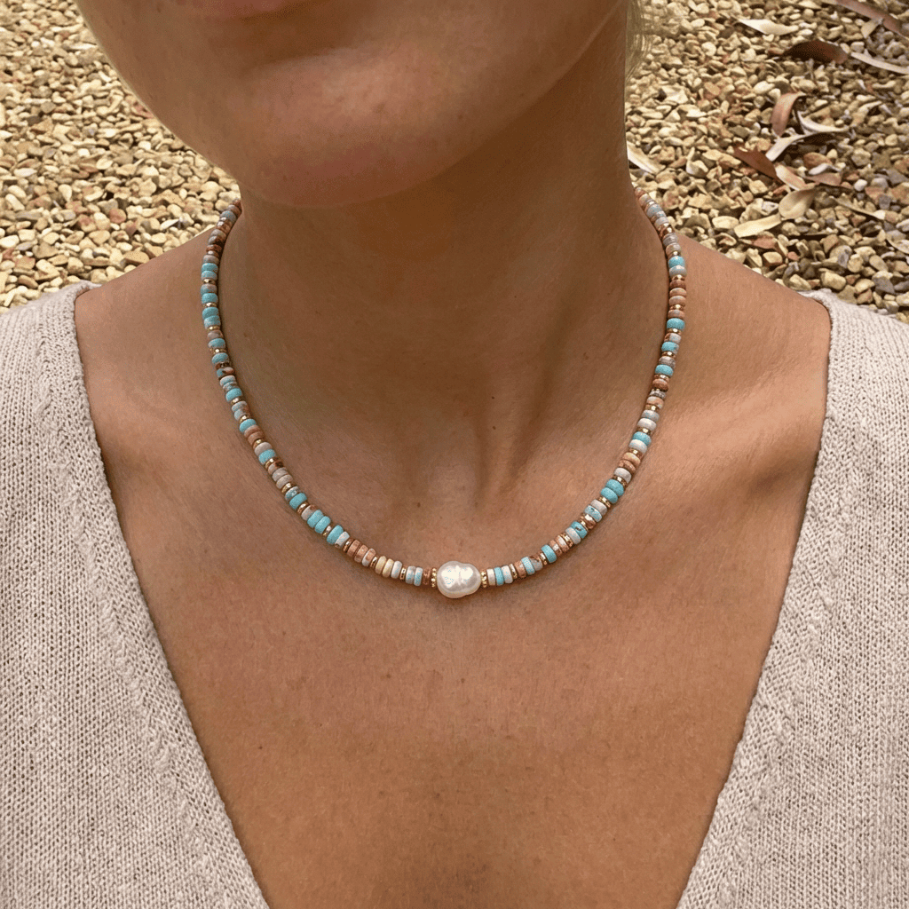 COLLANA DI PERLINE DI PERLA PASTELLO
