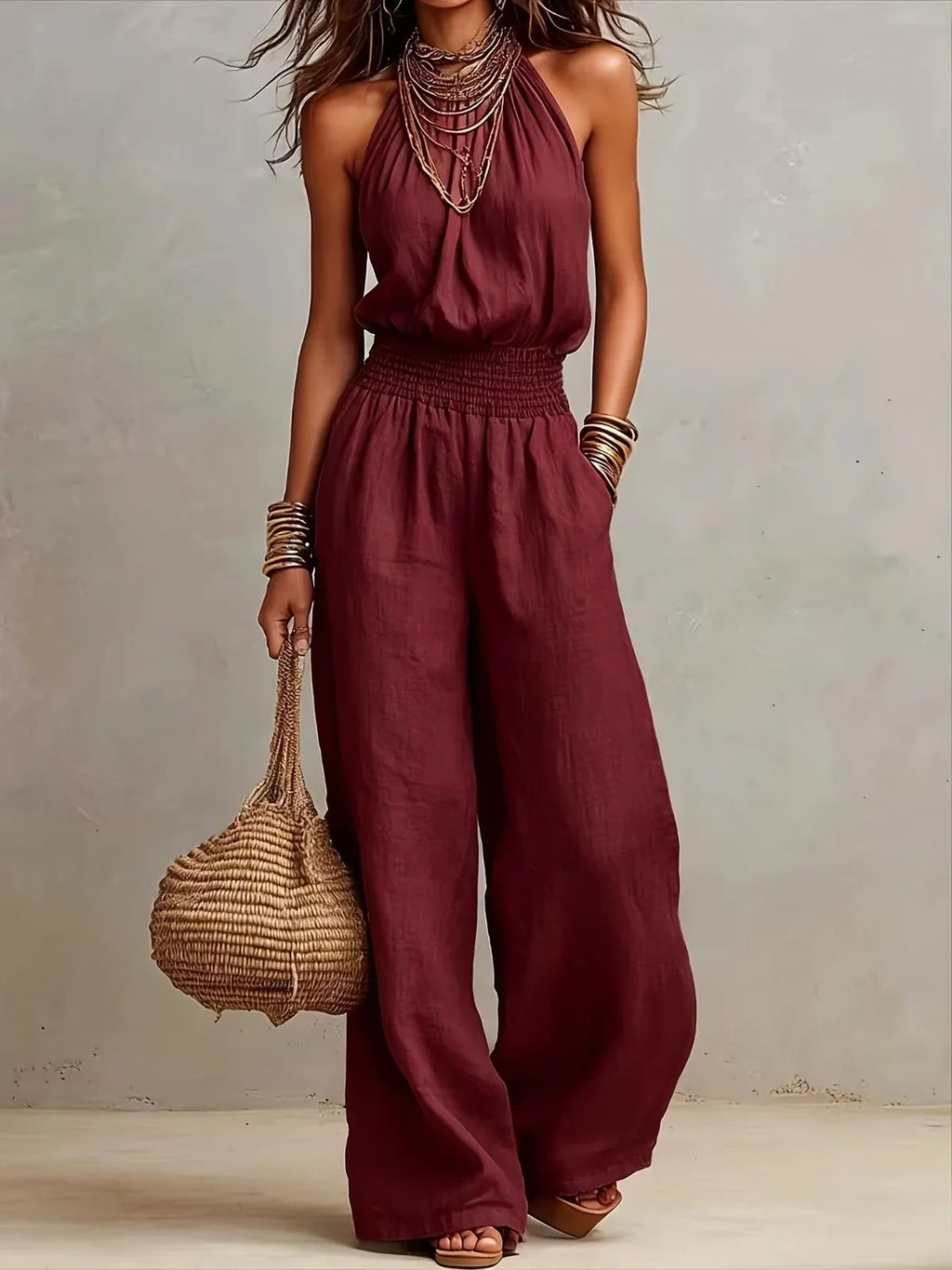 AINARA | TUTA CON SCOLLO A HALTERNECK