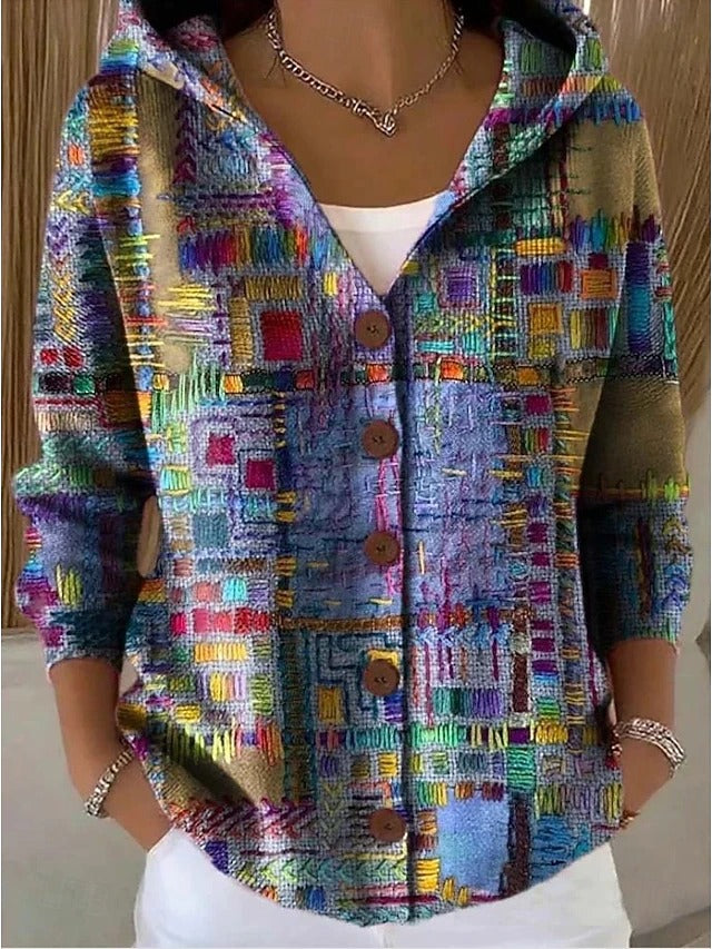 PALOMA | GIACCA IN MAGLIA STAMPATA CON CAPPUCCIO