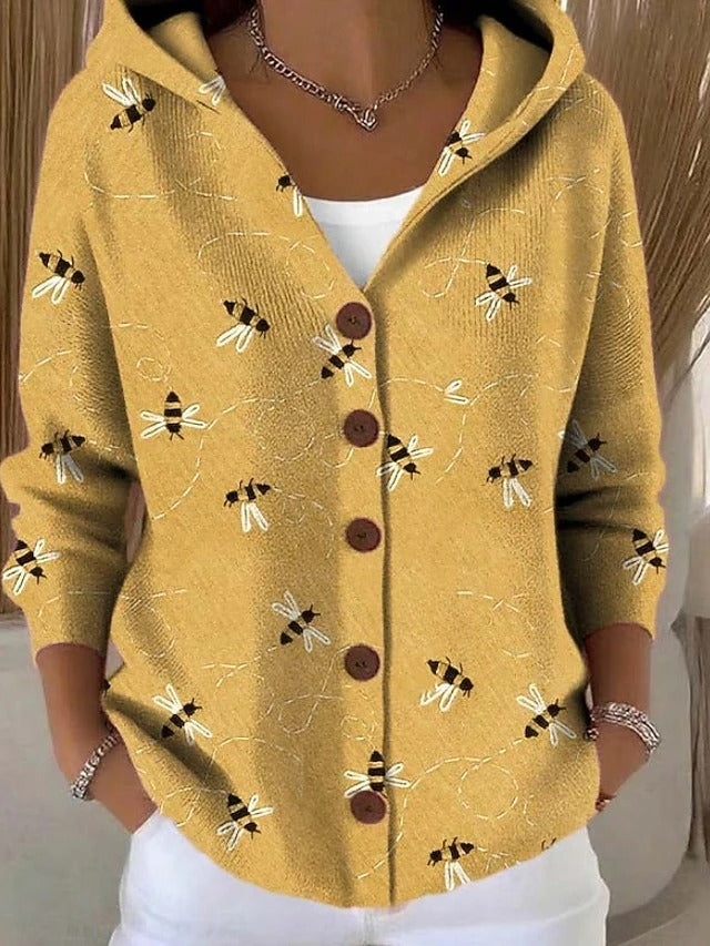PALOMA | GIACCA IN MAGLIA STAMPATA CON CAPPUCCIO